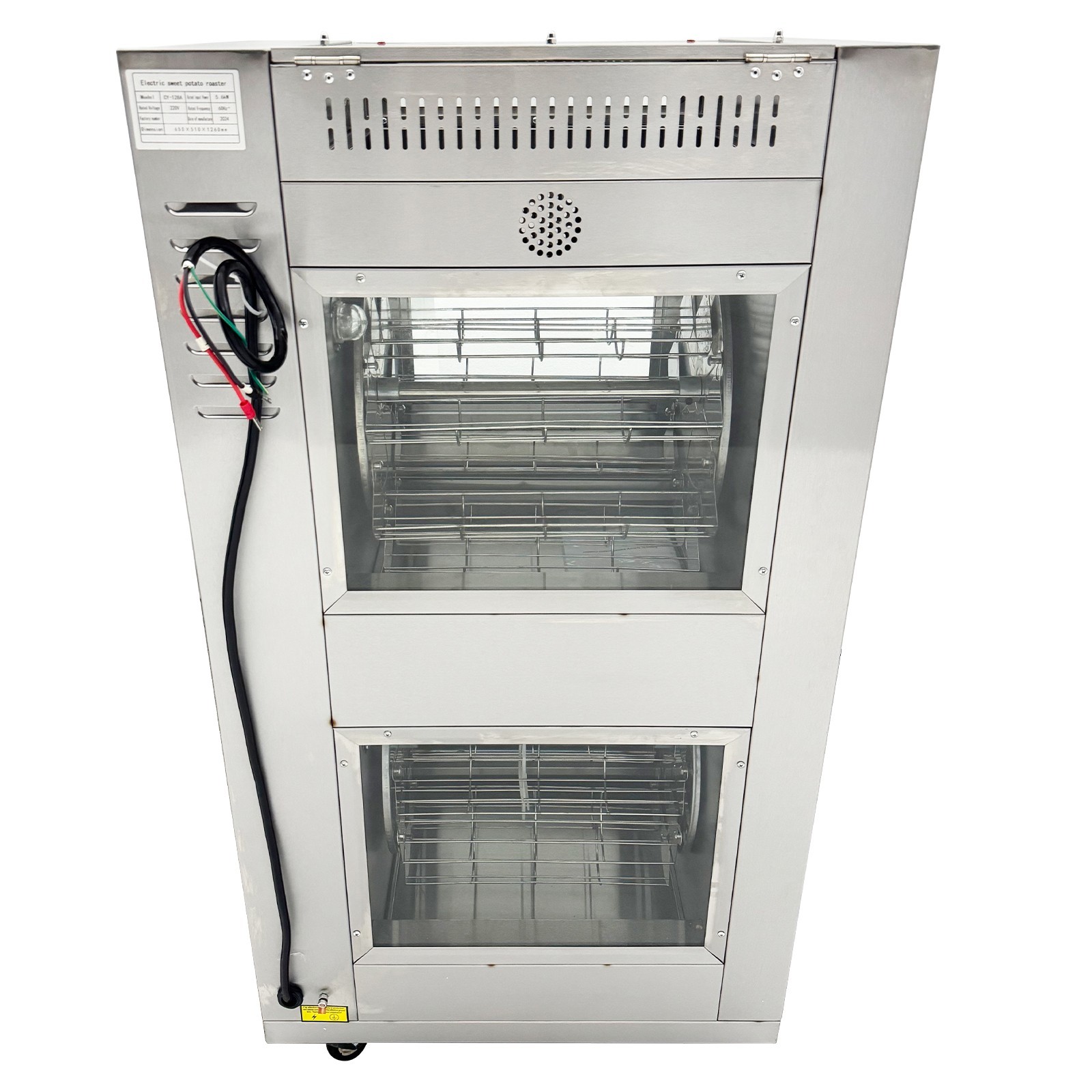 220V Corn Grill Double-Layer Thermal Rotary Corn Roaster Sweet Potato Oven