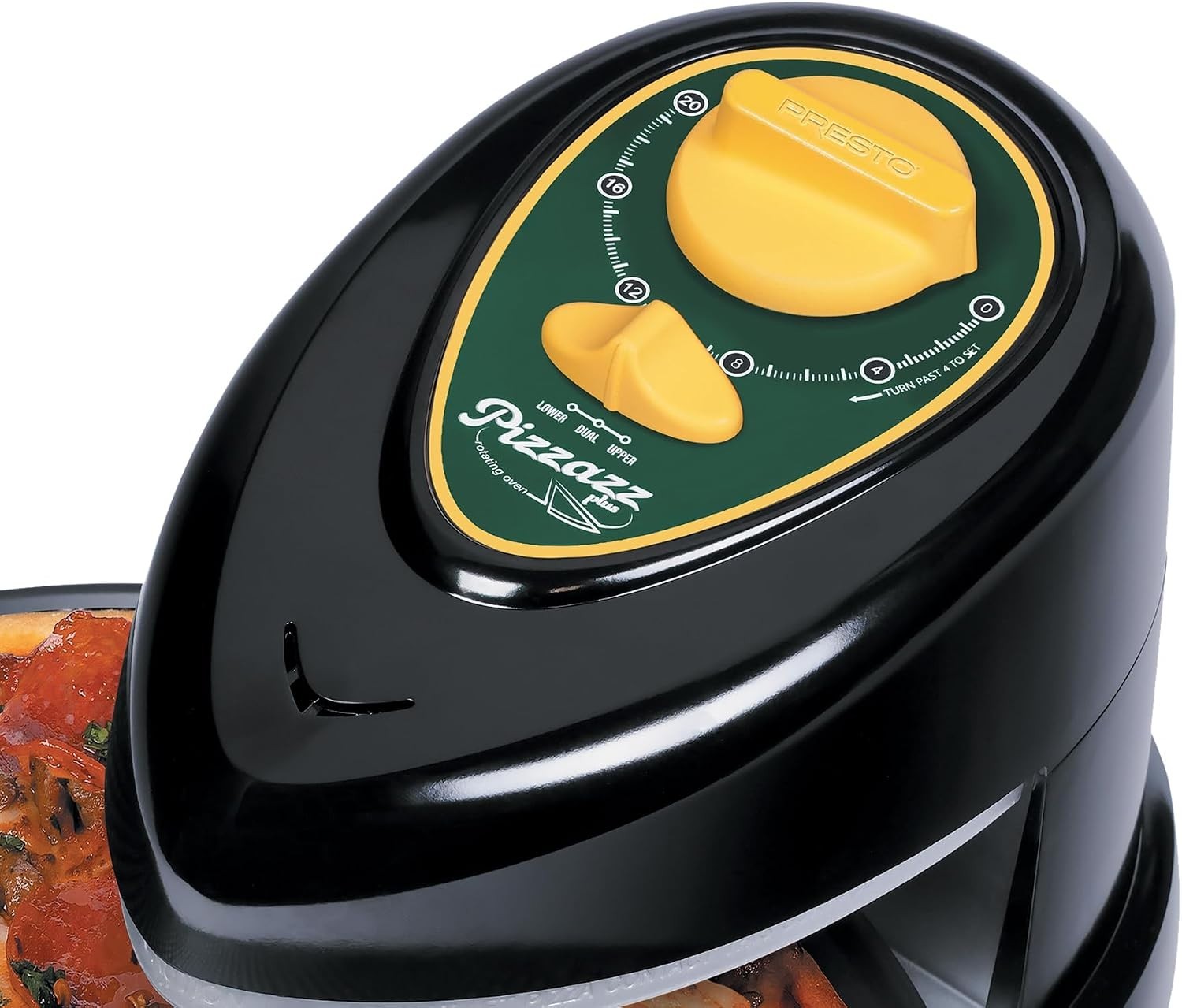 Green/Gold Pizzazz Plus Rotating Oven – 12-Inch Nonstick, Easy Cleanup Appliance