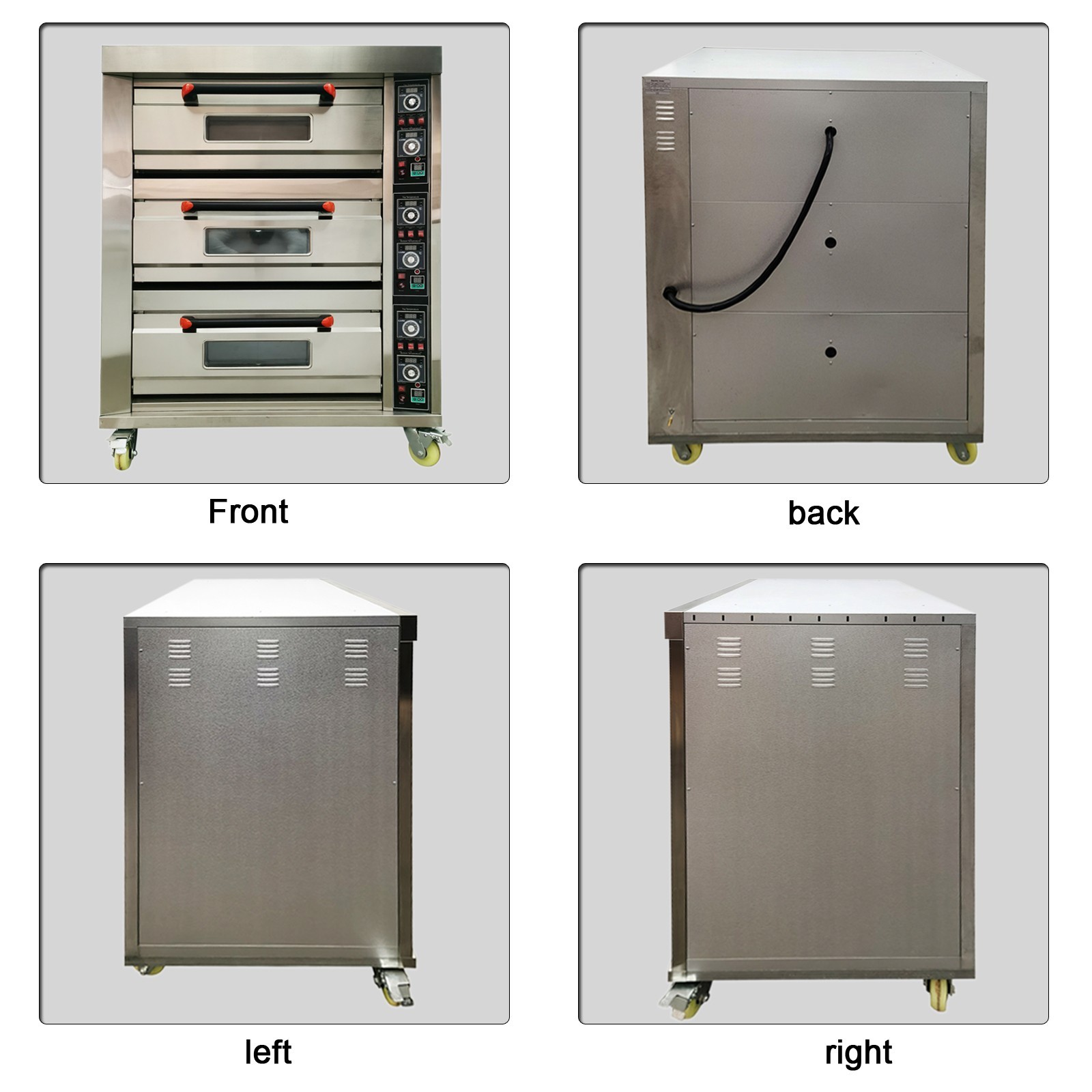 Commercial Triple Electric Pizza Oven (220V 3-Phase, 19.8kW / 27HP, 68℉-752℉)