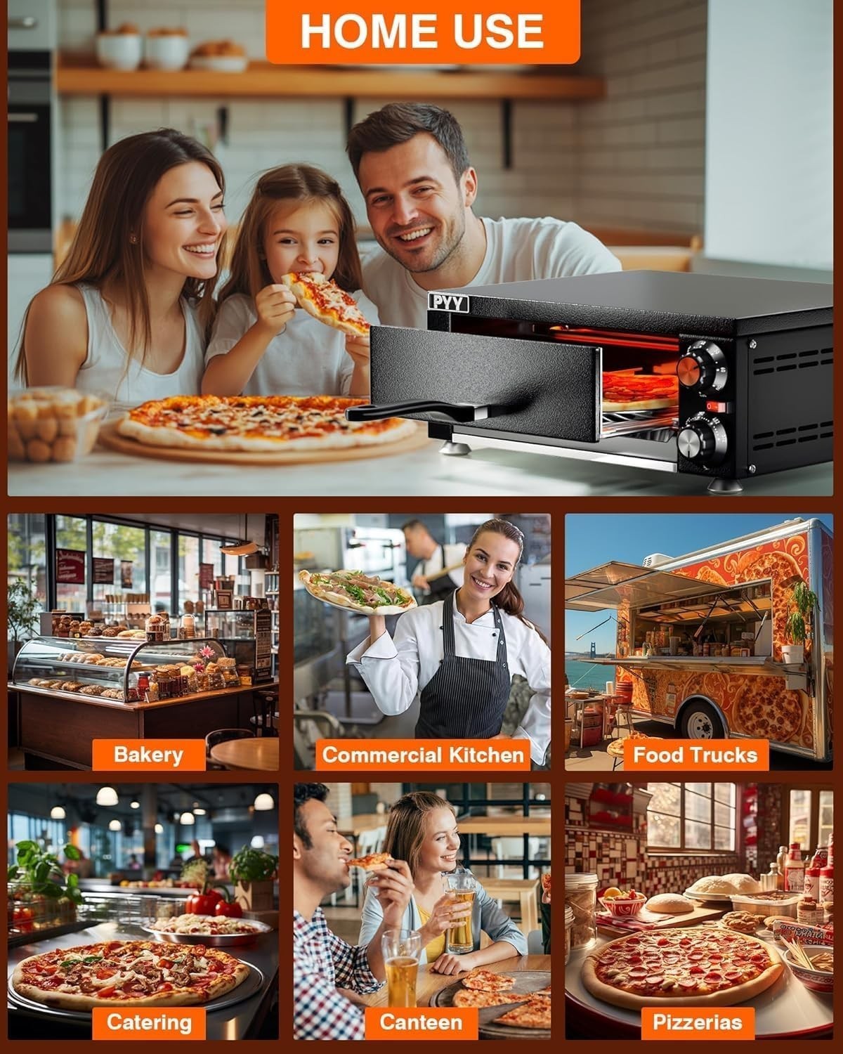 1100W Electric Pizza Oven 12″ Countertop Stainless Steel Pizza Maker with Timer