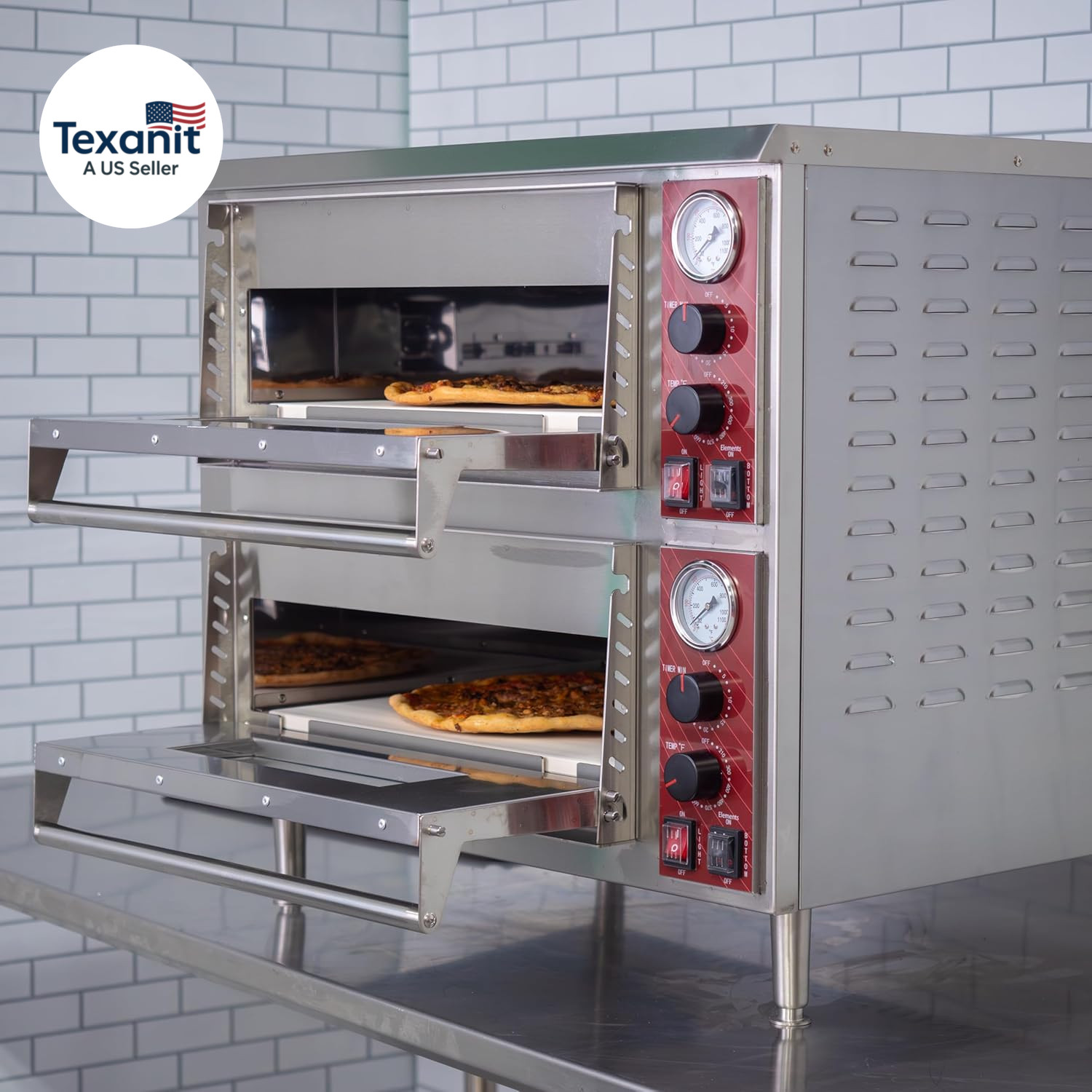 Commercial Oven, Double-Deck Countertop Electric Pizza/Bakery Oven, Stainless St