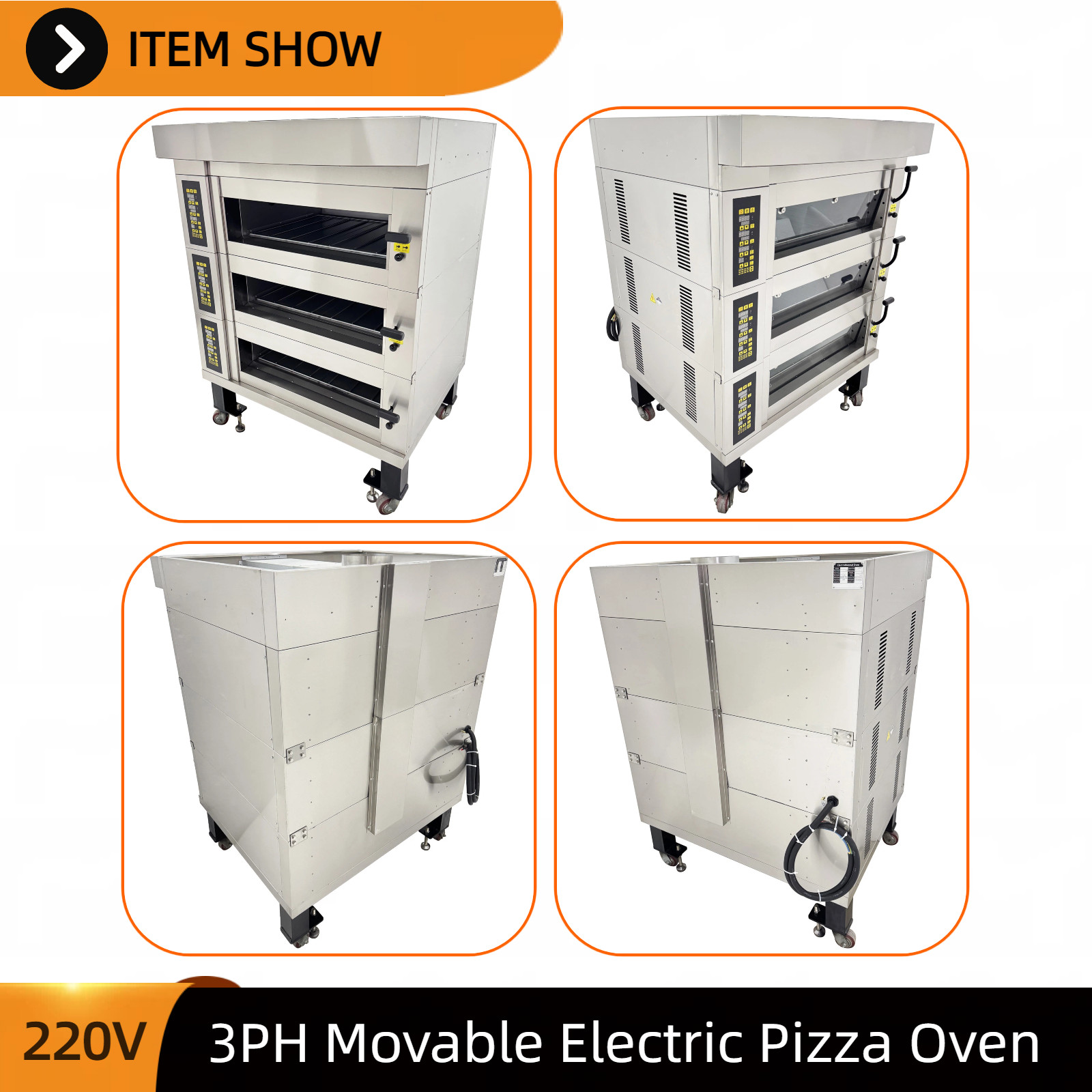 Digital Electric Pizza Oven 3-Deck 6-Tray Commercial Pizza Oven 220V 3-Phase
