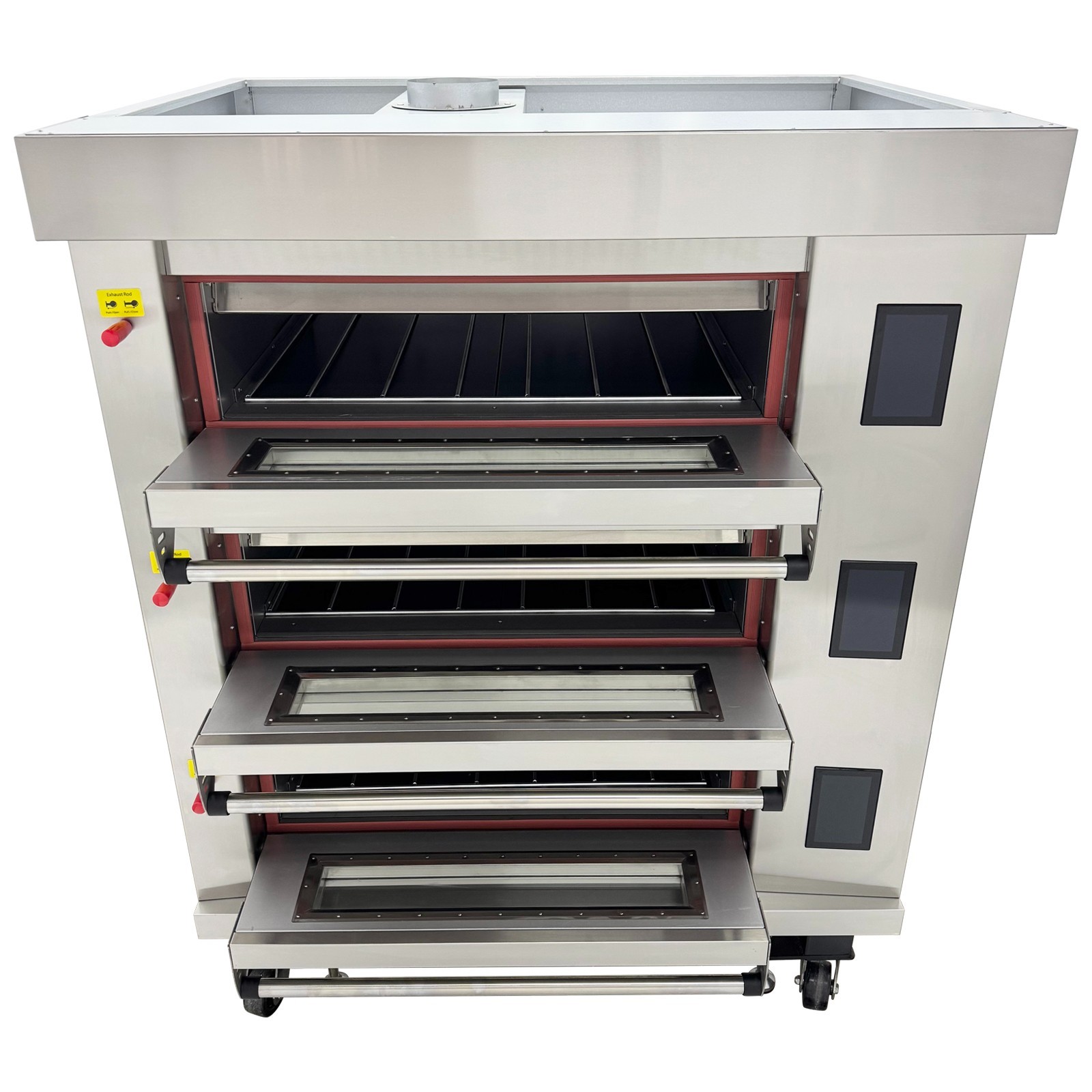 Commercial Movable Electric Triple Pizza Oven LCD Touch Screens 220V 3-Phase