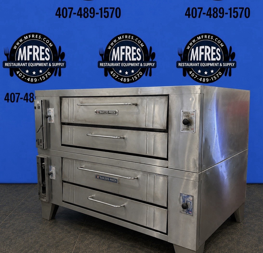 BAKERS PRIDE Y602 DOUBLE DECK GAS PIZZA OVEN W/BRICKS NICE WORKING SHAPE!