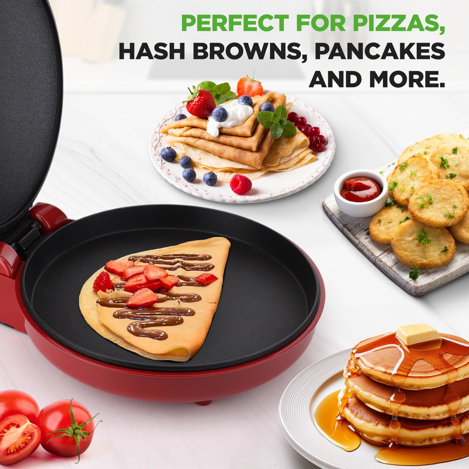 Nutrichef Countertop Pizza Maker 1500W Non-Stick Electric Pizza Cooker Make 12