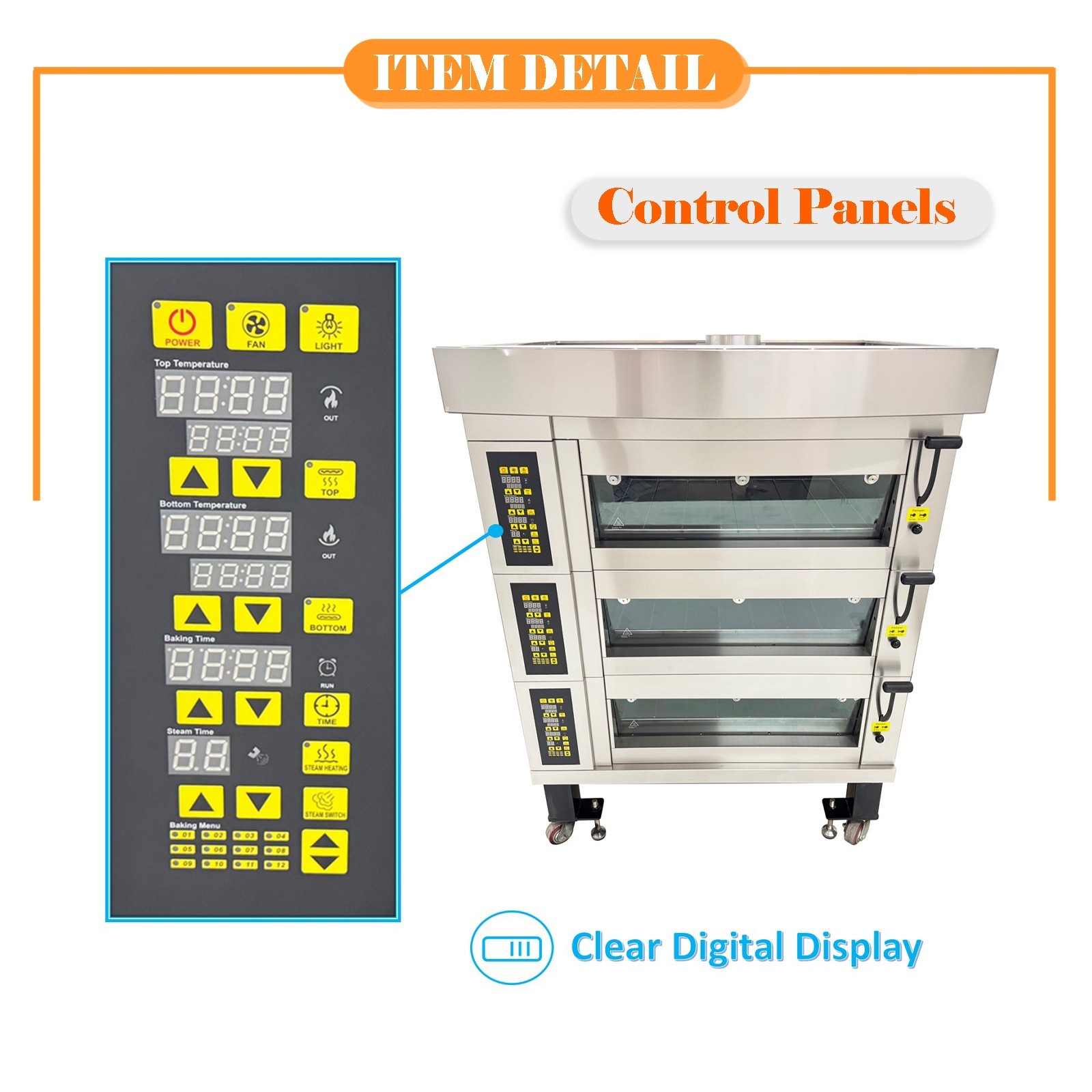 220V European Style Electric Pizza Oven 19.8KW Removable Electric Oven 3PH