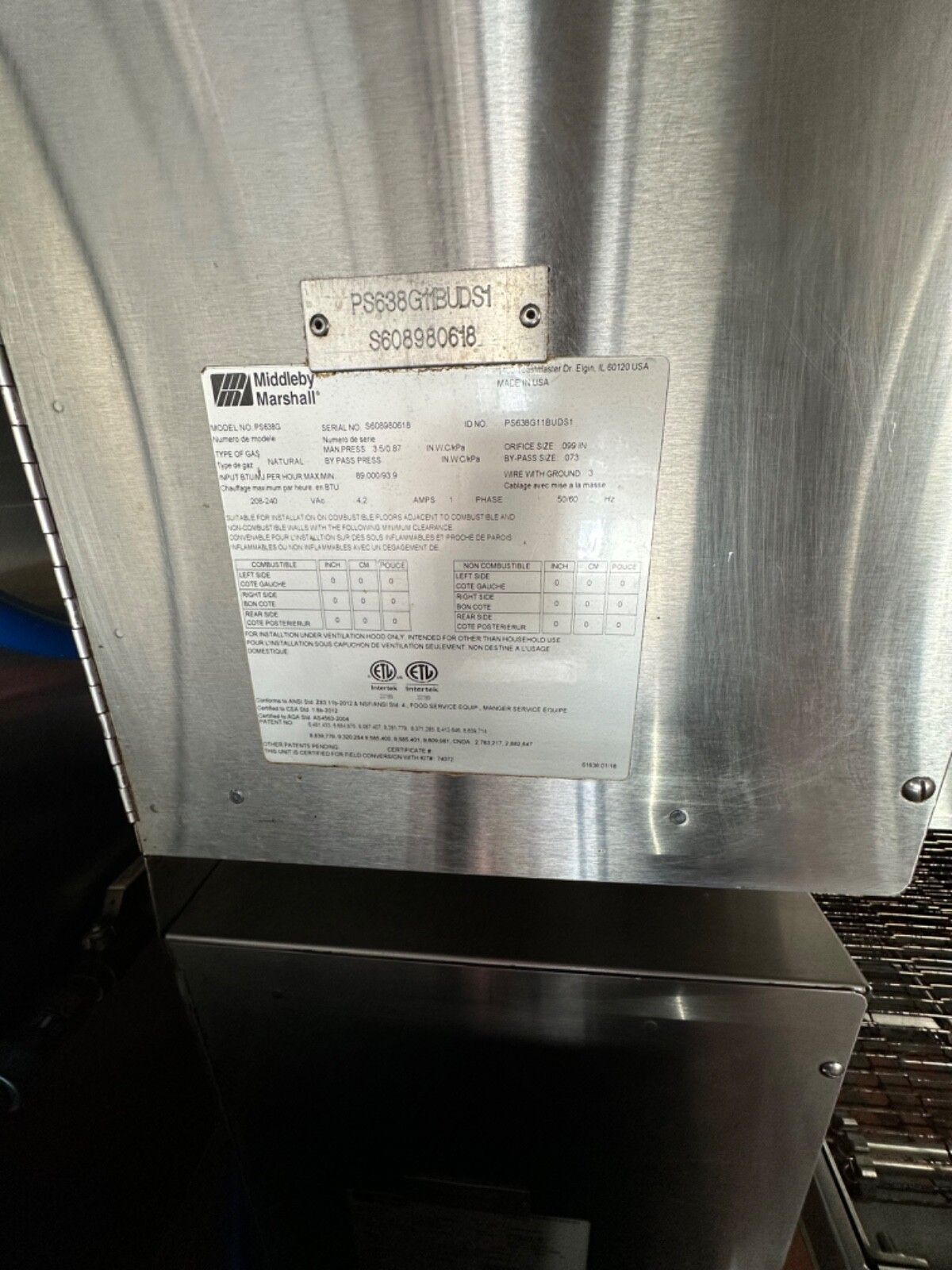 Middleby Marshall PS360 Doublestack Gas Pizza Oven Conveyor Belt