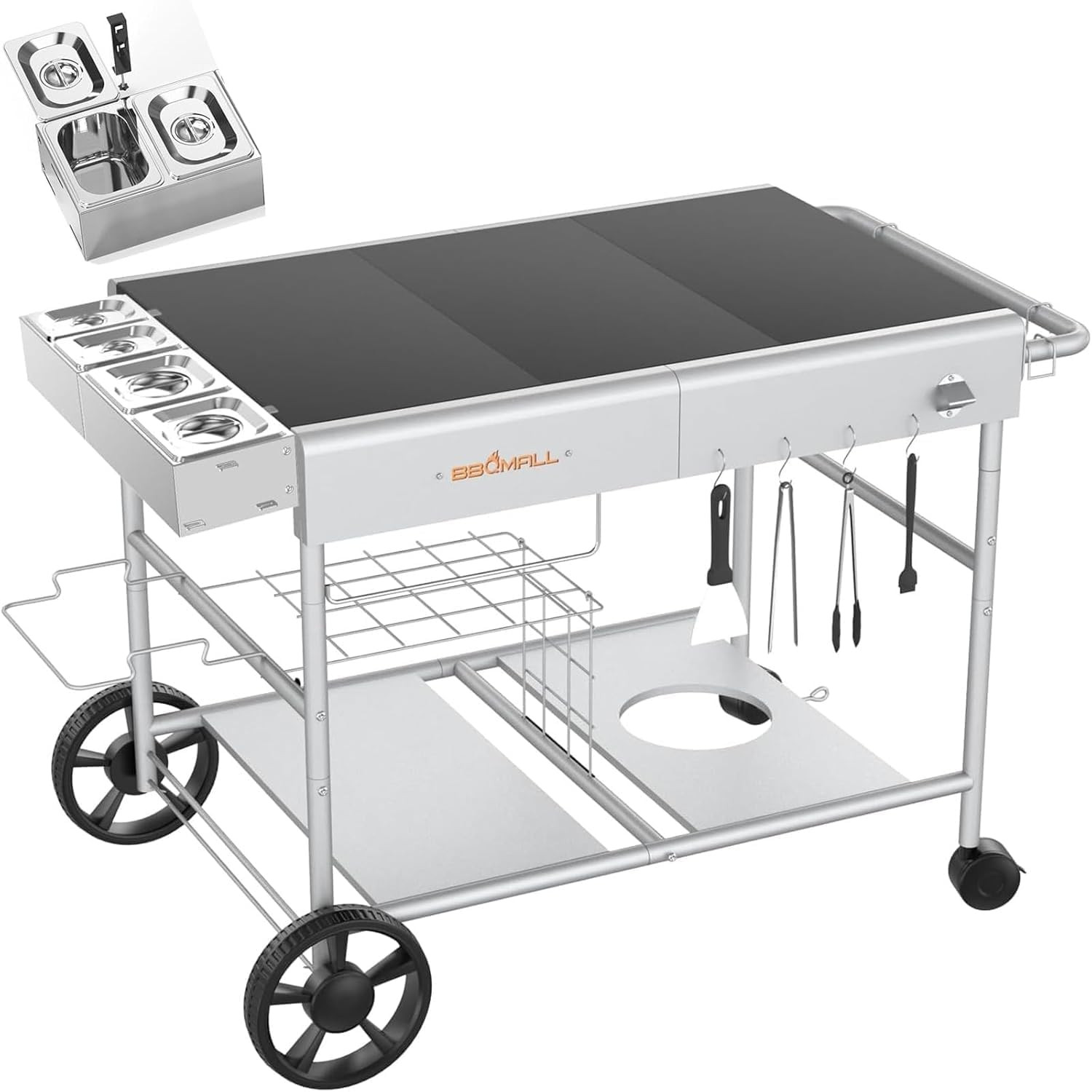 Pizza Oven Cart Table and Topping Station for Ooni Koda/Karu/Fyra 16 & 12, Movab