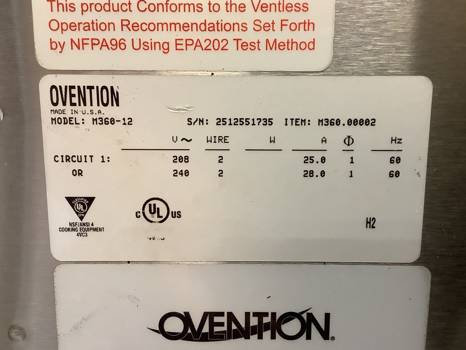 Conveyor Oven Ovention Matchbox M360-12 208/240V 3ph Tested