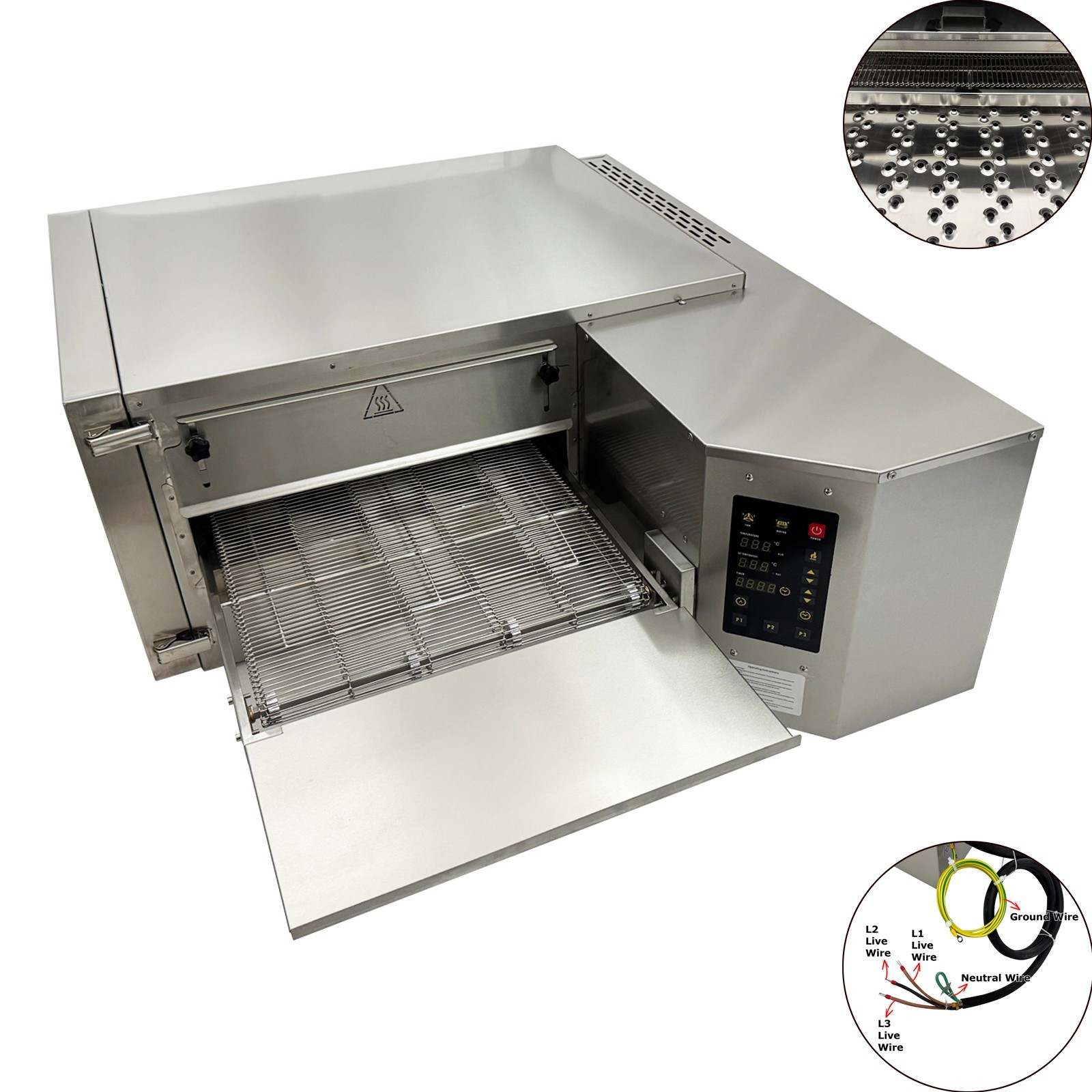 Commercial 220V 3PH Electric Baking Oven Countertop Conveyor Pizza Oven 18″ 9KW