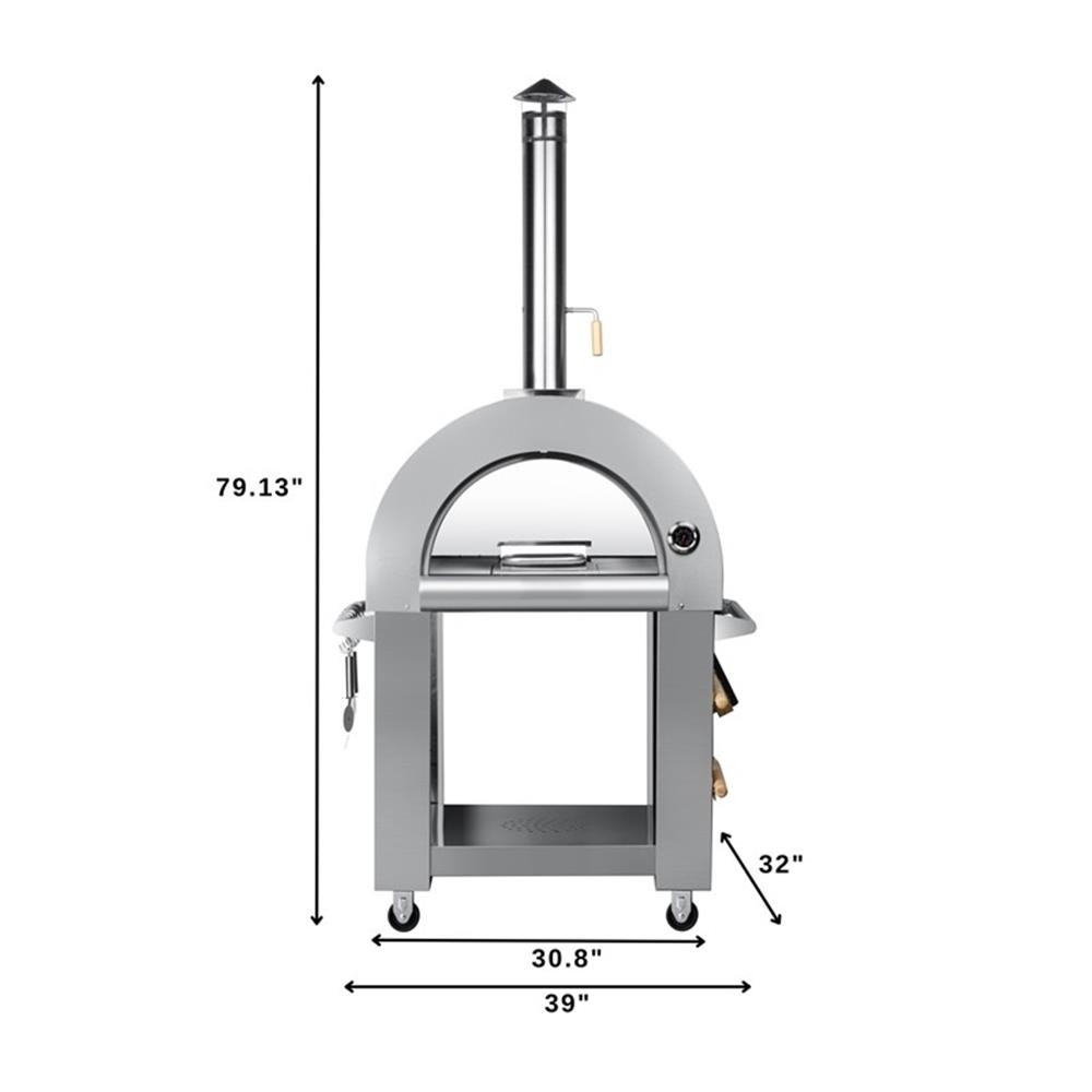 Pemberly Row 32 in.Outdoor Wood Fired Pizza Oven in Stainless Steel
