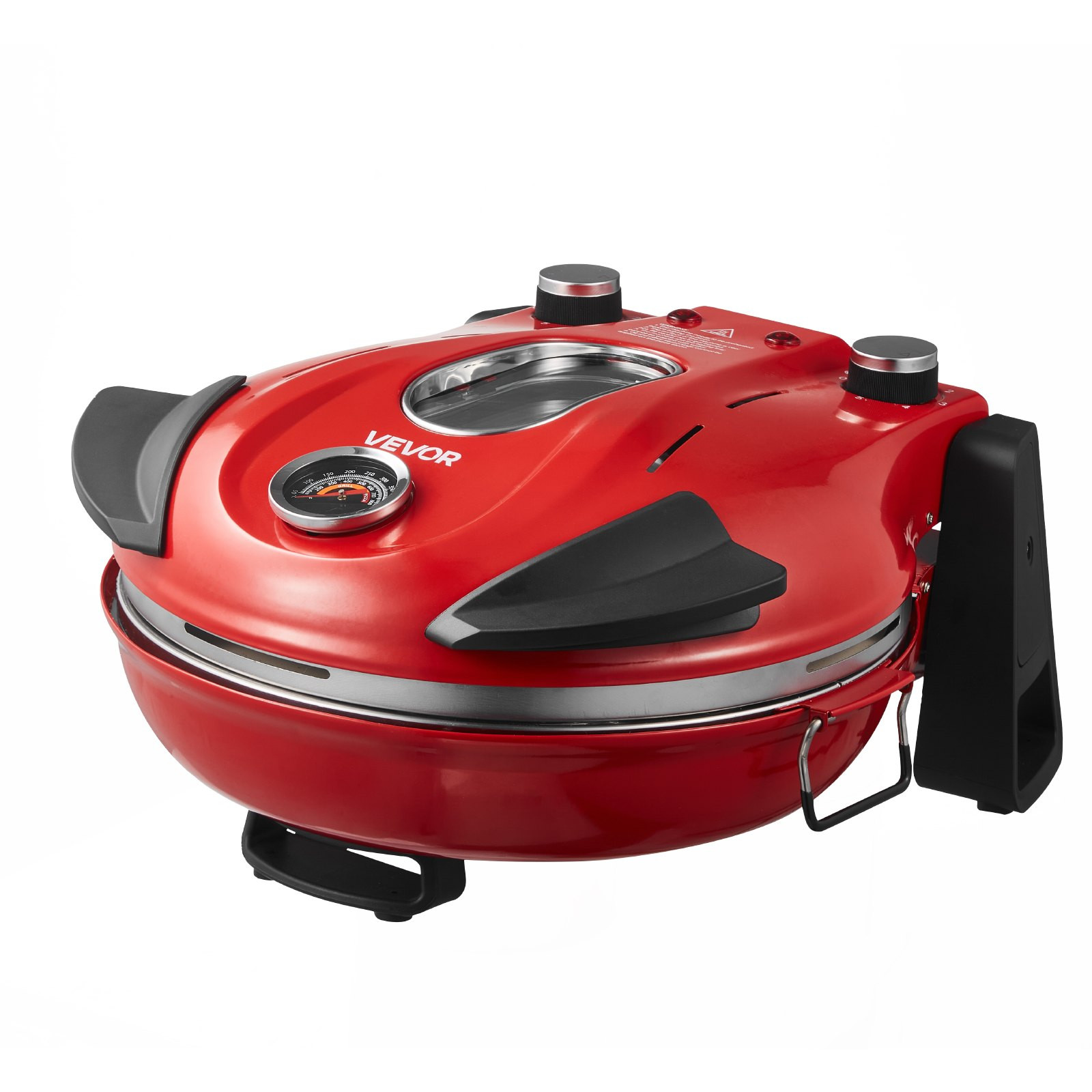 12″ Electric Pizza Oven 1200W Maker w/ Stone 5-Mode Temp Control for Home Red
