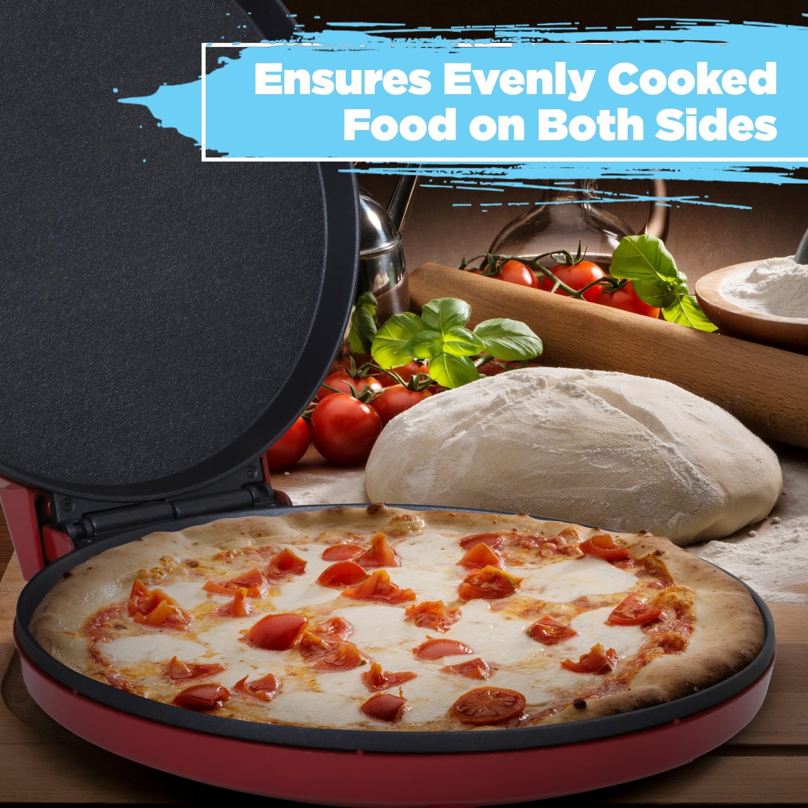 Courant Pizza Maker 12 Inch Pizzas Machine, Newly Improved Cool-touch Handle