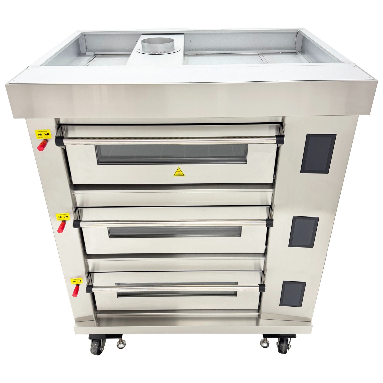 Commercial Movable Electric Triple Pizza Oven LCD Touch Screens 220V 3-Phase