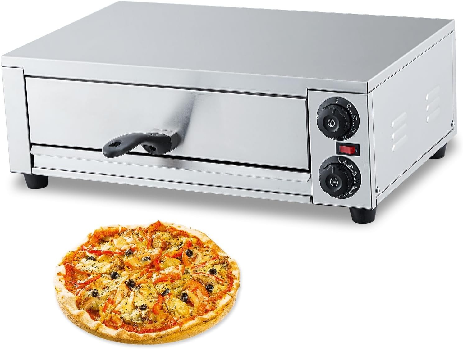 Commercial Pizza Oven Countertop 1300W Electric Pizza Maker for Pizza Up to 13″