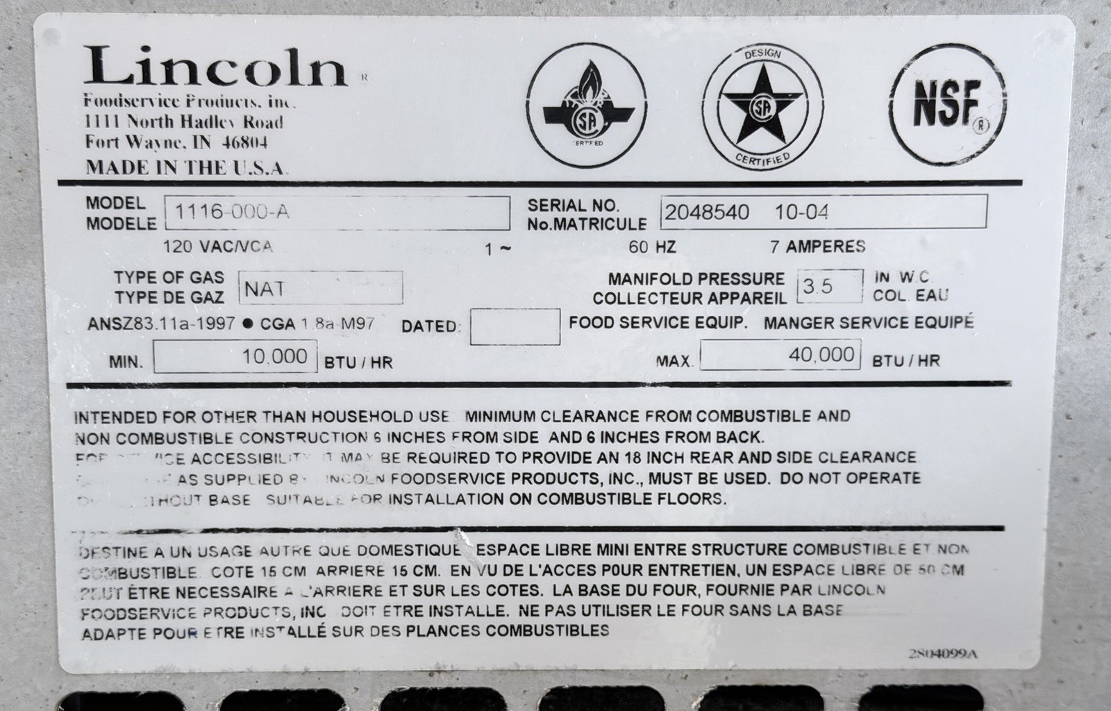 Lincoln Impinger 1116 Gas Double Stack Conveyor Ovens – Natural Gas Pizza Ovens