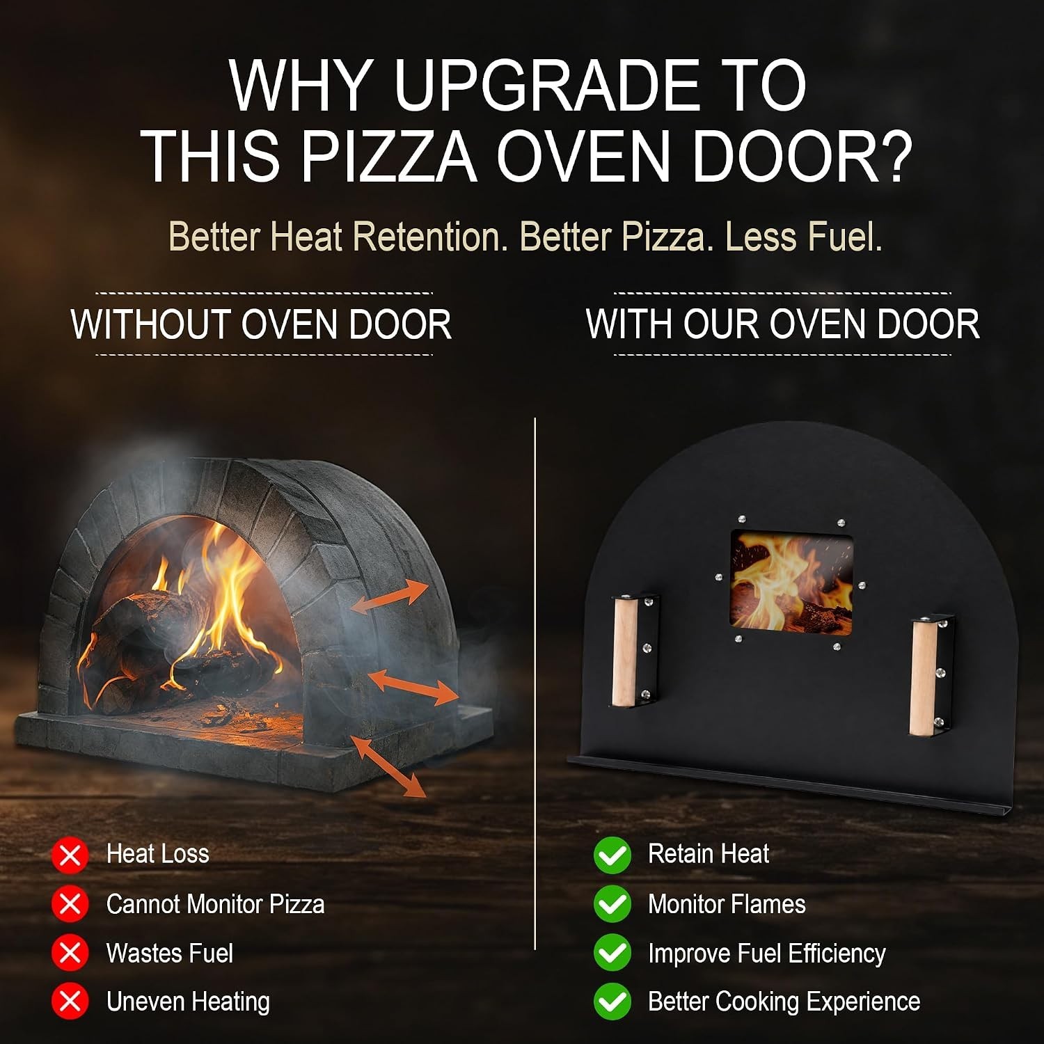25″ x 20″ Heavy Duty Pizza Oven Door with Viewing Window