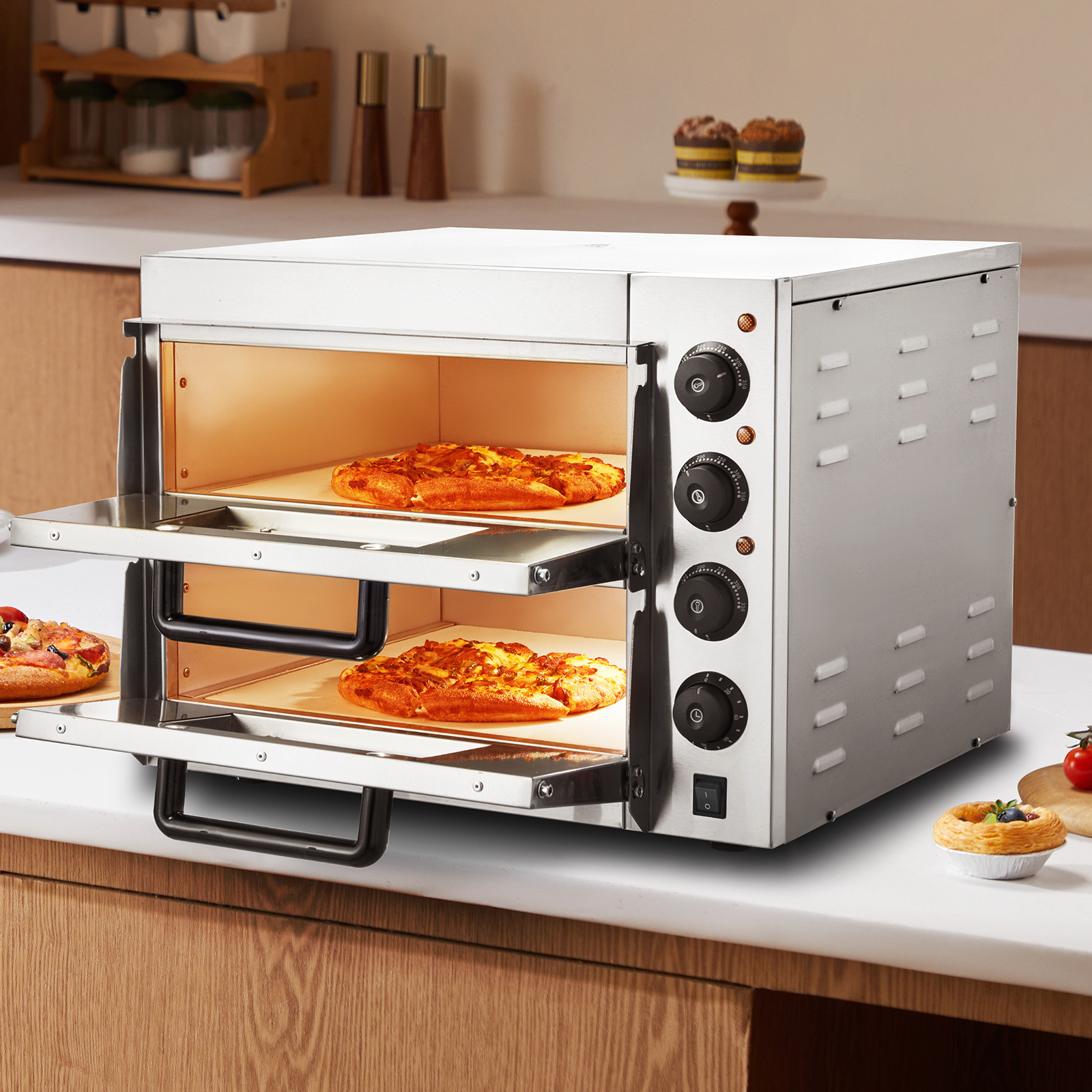 VEVOR Commercial Countertop Pizza Oven Electric Pizza Oven for 16″ Pizza Indoor