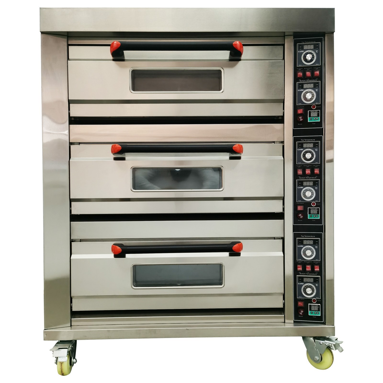 220V Commercial Movable Electric Triple Pizza Oven Independently Controlled 3PH