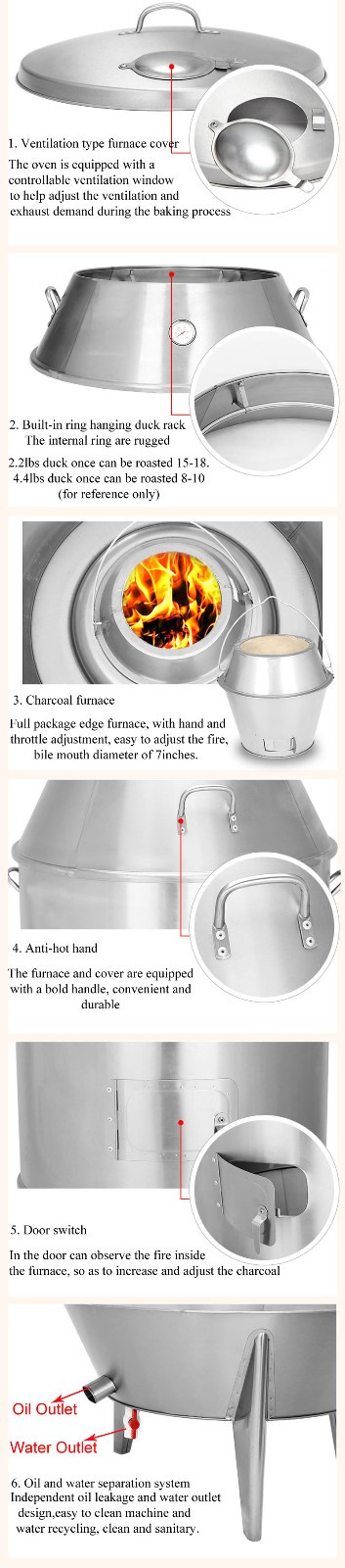 Economical Commercial Stainless Steel Charcoal Roast Duck Poultry Oven Furnace