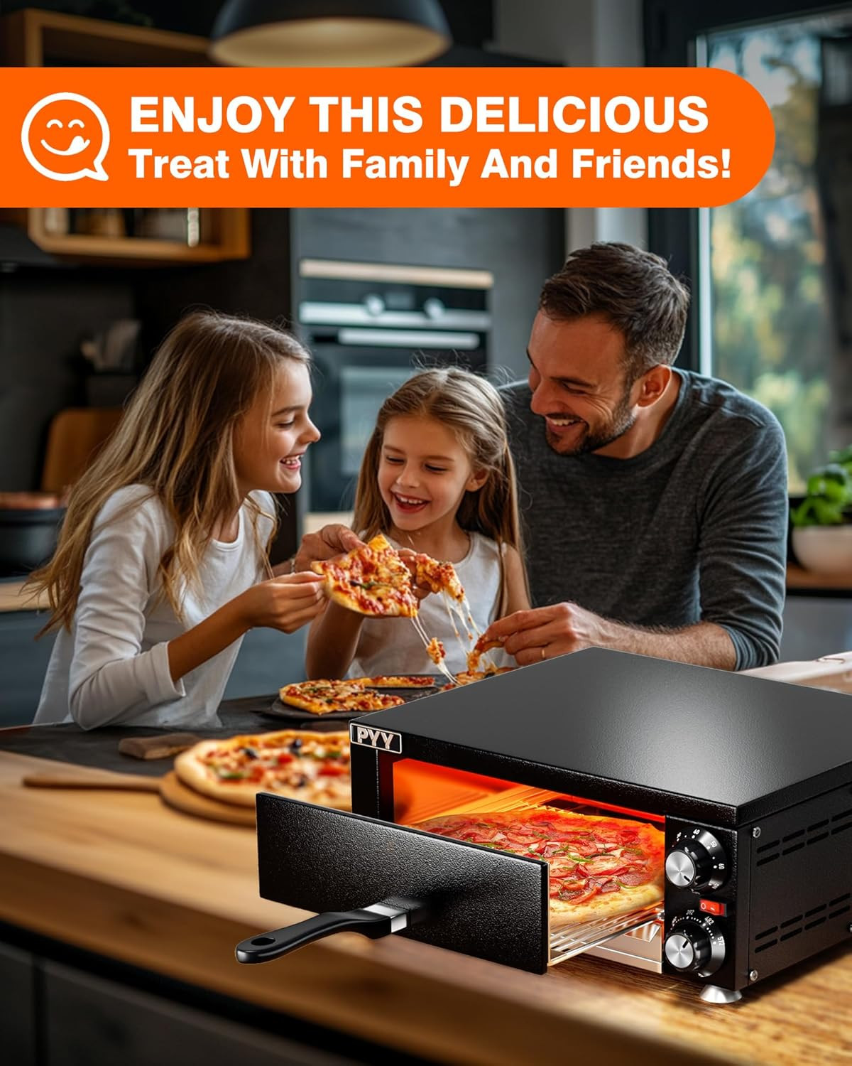 Electric Pizza Oven – Indoor Countertop Pizza Oven 1100W, Commercial Pizza Maker