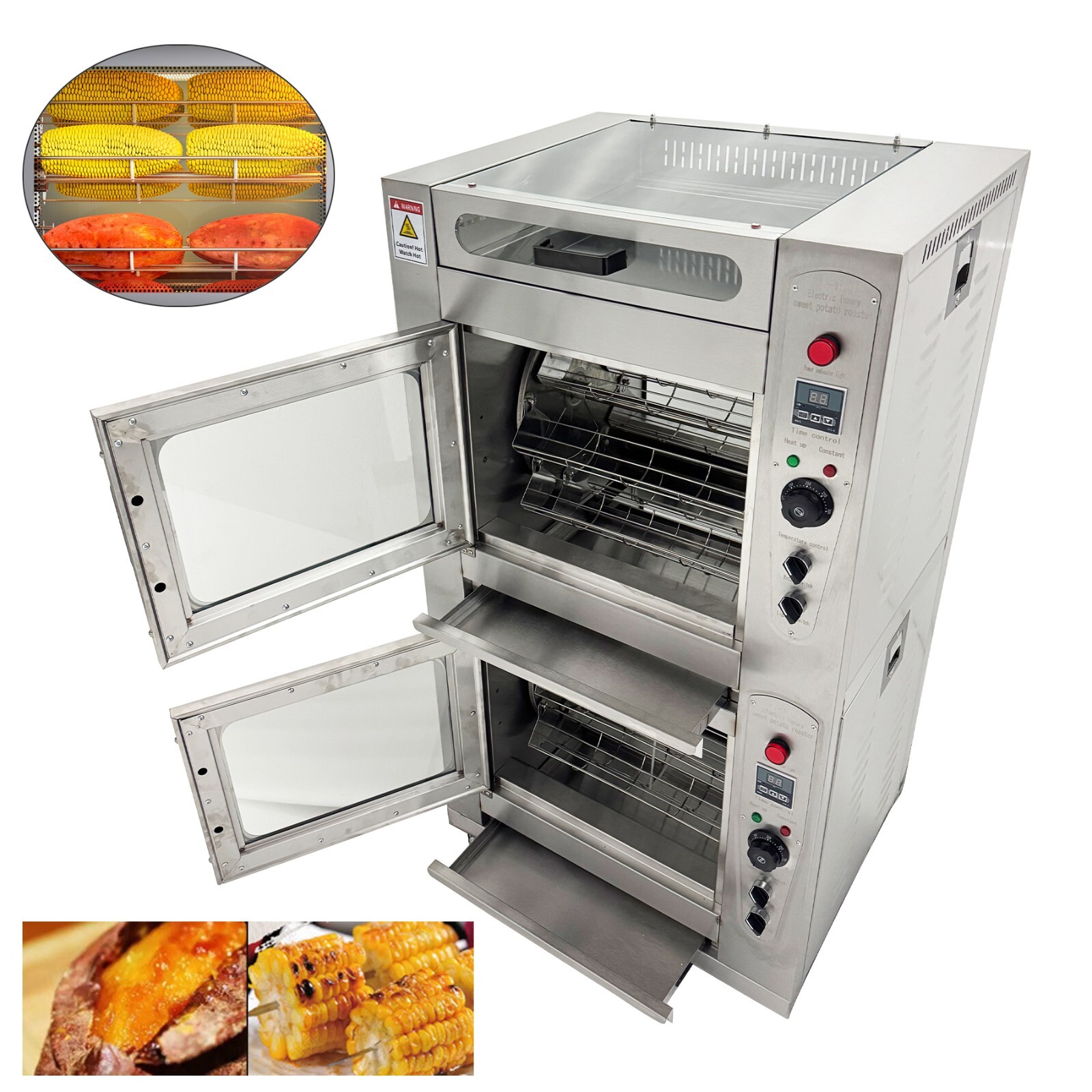 Commercial Electric Corn Sweet Potato Roaster Thermal Rotary Baking Stove Grill