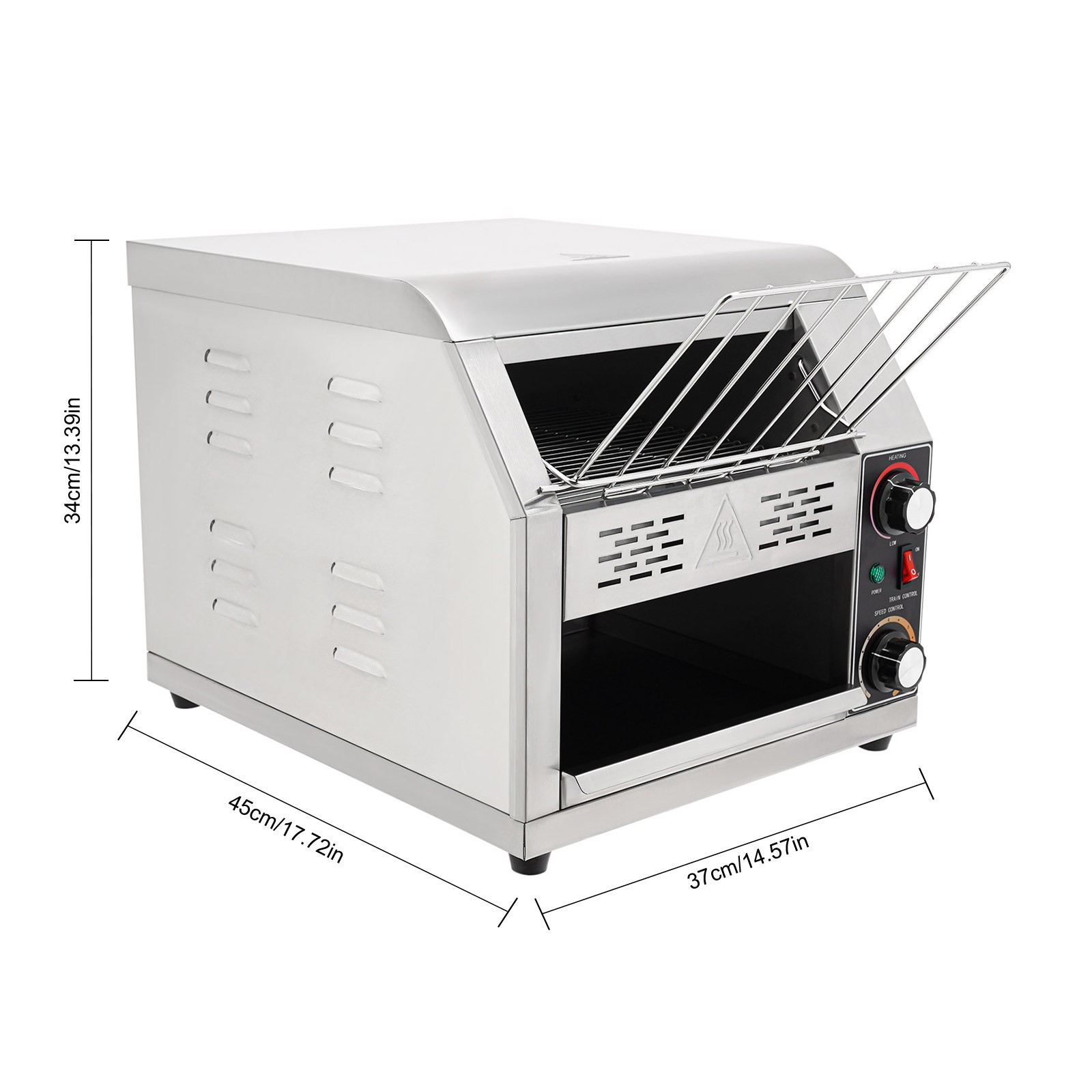 1900W Commercial Conveyor Bread Oven with Temp & Speed Control Stainless Steel