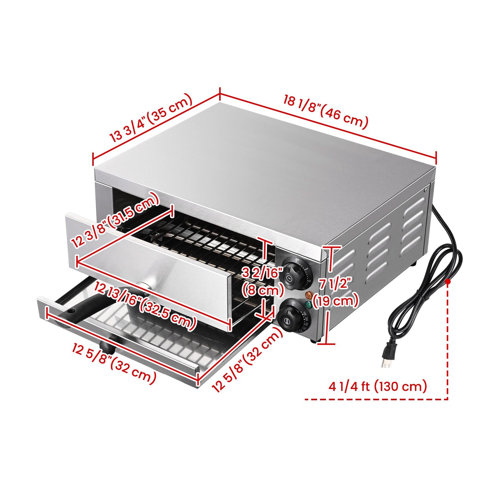 WeChef Countertop Pizza Oven Electric Pizza Maker 1300W for 12″ Pizza Commercial