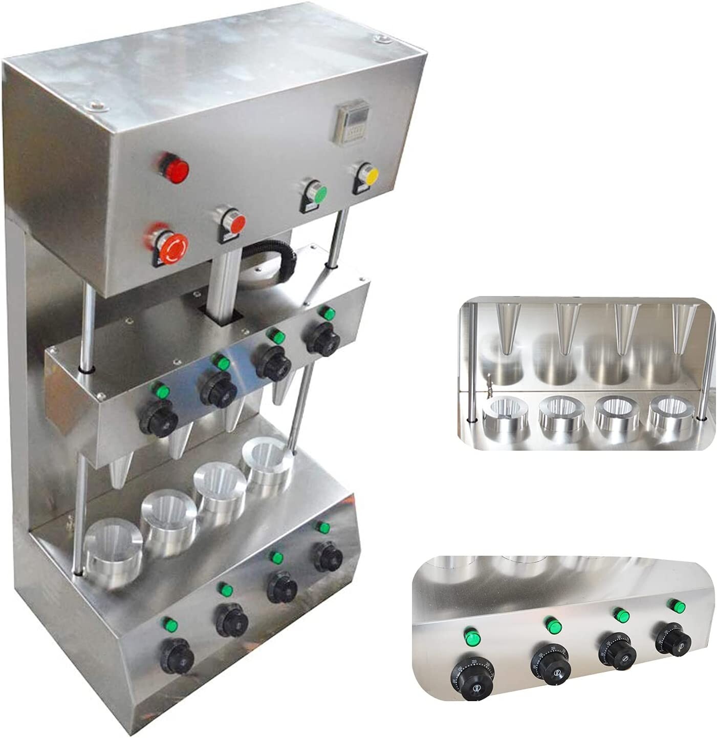 110V Commercial Stainless 4 Heads Pizza Cone Forming Making Machine with 4 Dies