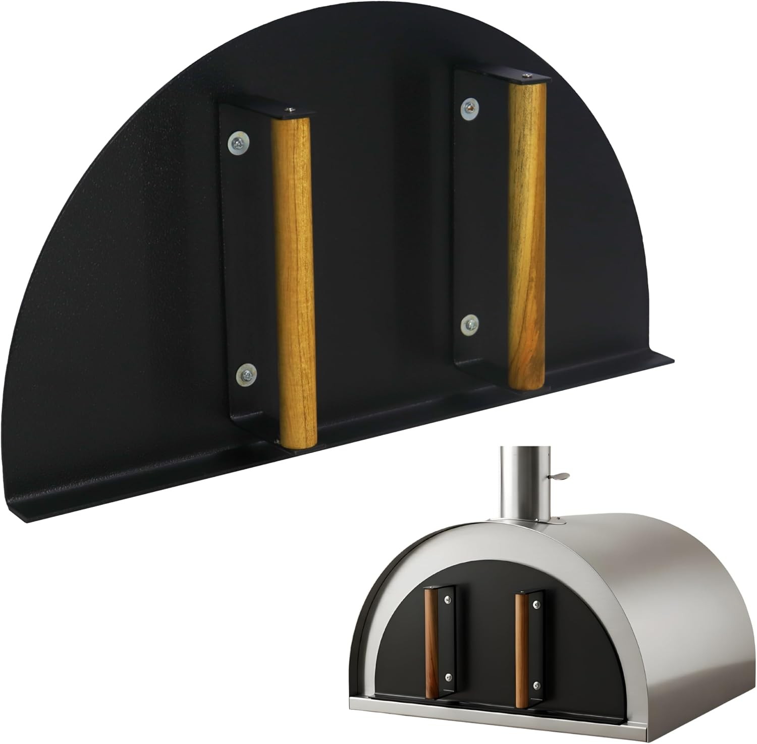 Pizza Oven Door 20″L x 11″H Stainless Steel Heavy-Duty Door W/ Wooden Handle