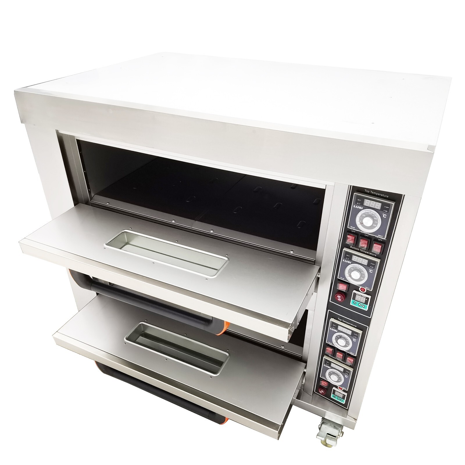 220V Commercial Stainless Steel Large Double Oven Electric Pizza Oven Bread Oven