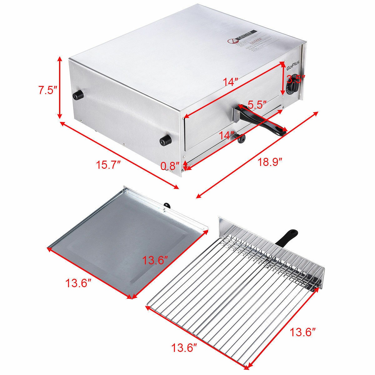 Home Kitchen Pizza Oven Stainless Steel Counter Top Snack Pan Bake