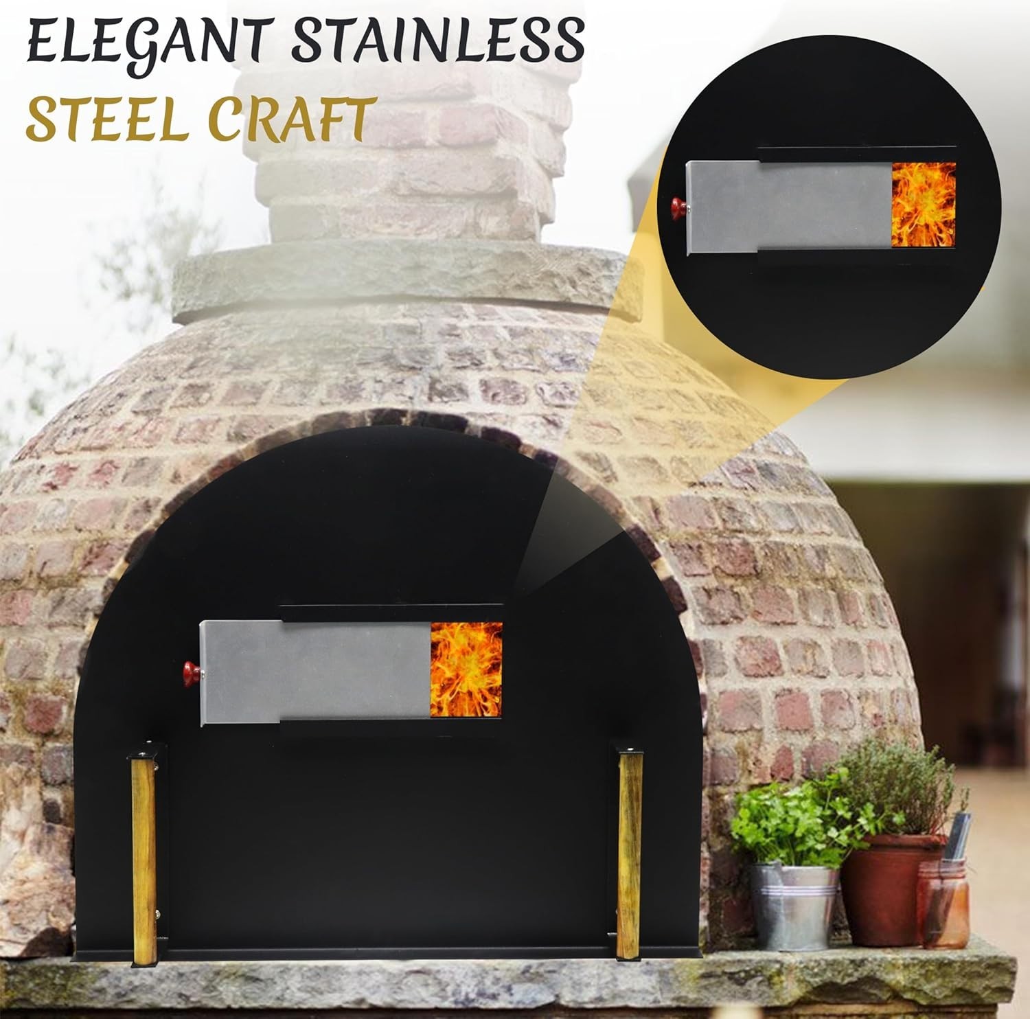 25” x 20” Pizza Oven Door – Stainless Steel Outdoor Brick Oven Door