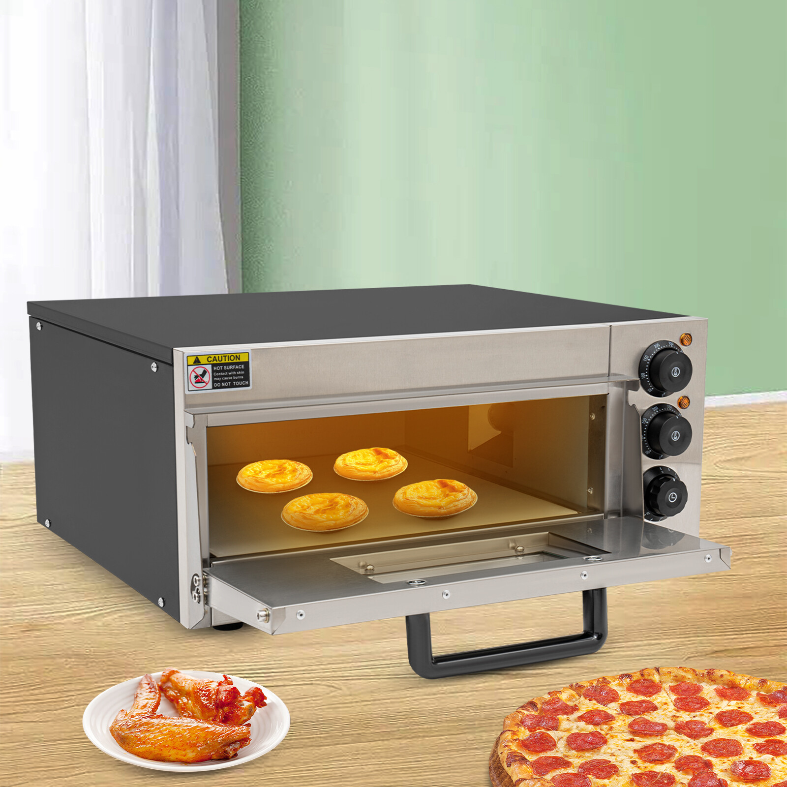Indoor Electric Countertop Pizza Oven 1800w 20l/5.28gal Commercial Pizza Oven