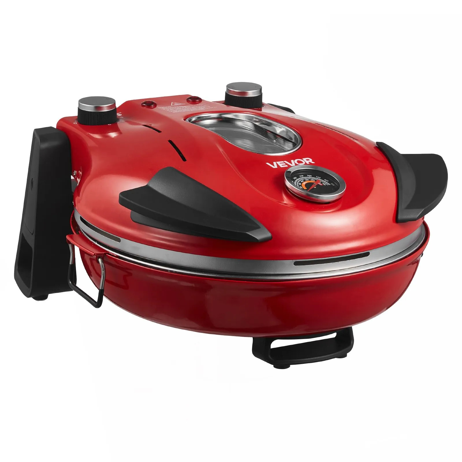 12″ Electric Pizza Oven 1200W Maker w/ Stone 5-Mode Temp Control for Home Red
