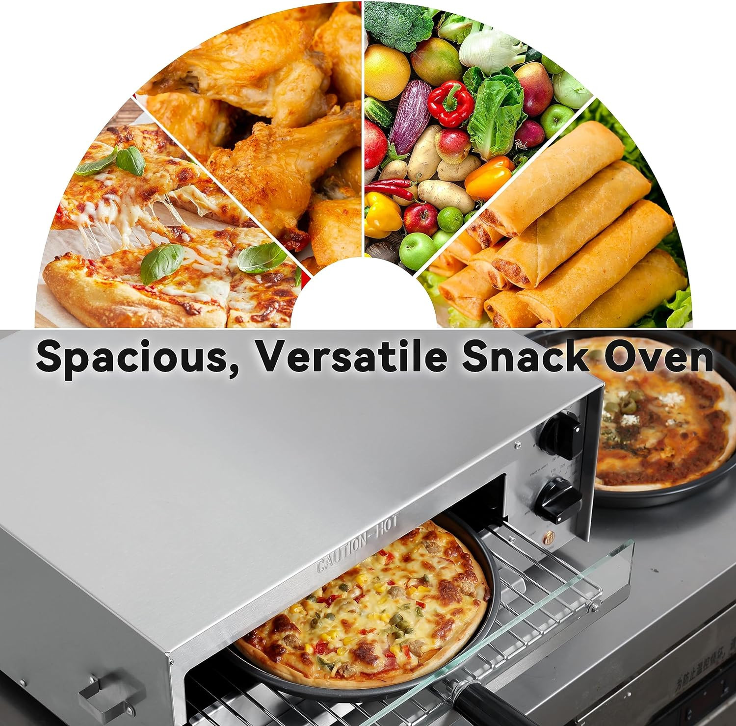 Indoor Electric Pizza Oven with Timer & Glass Door – 13 Inch, 1550W