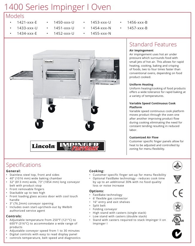 Lincoln Impinger® I Oven Package, gas, single stack, includes (1) complete oven