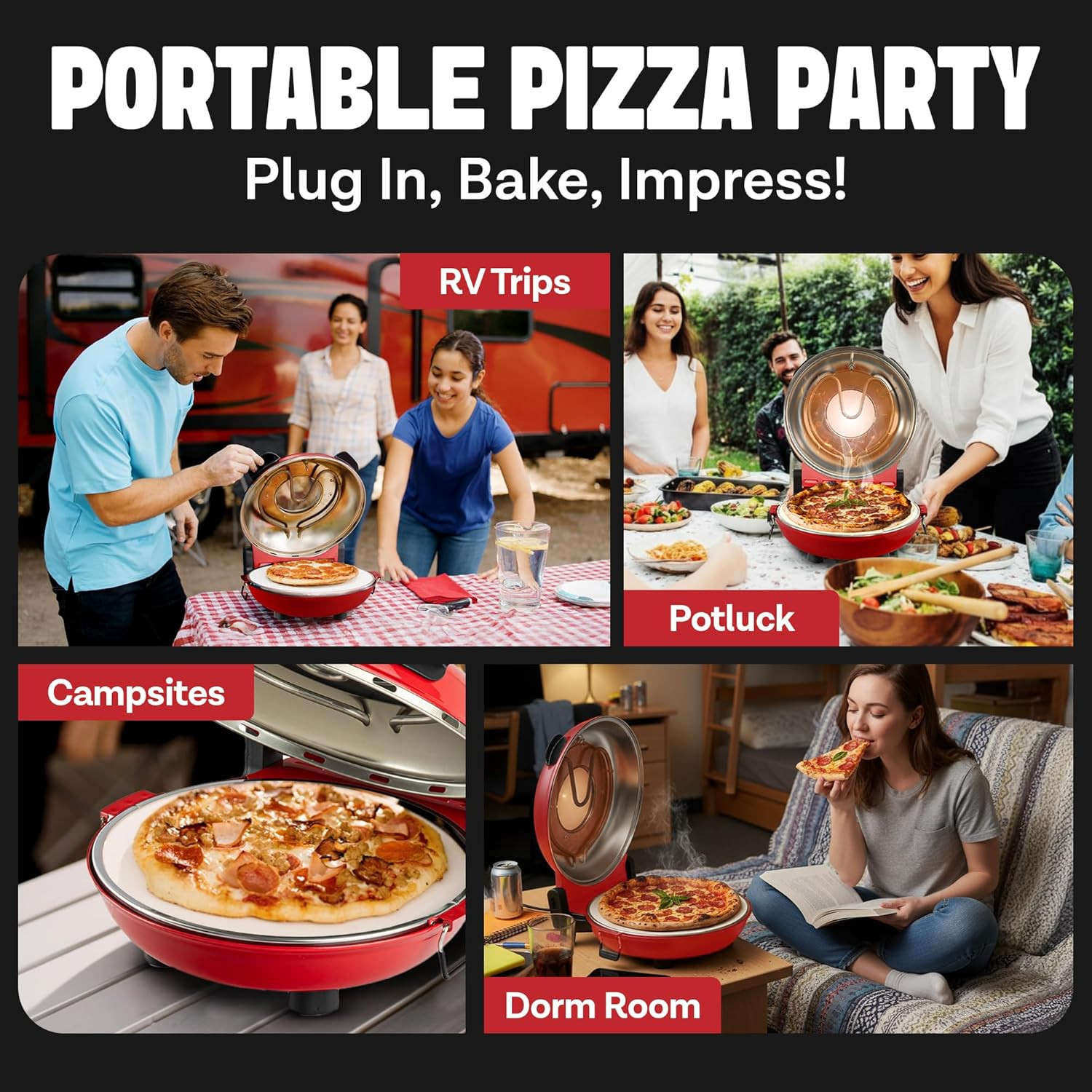 Crispy Crust Pizza Oven by Granitestone – 12 Inch Electric Pizza Oven Indoor Cou