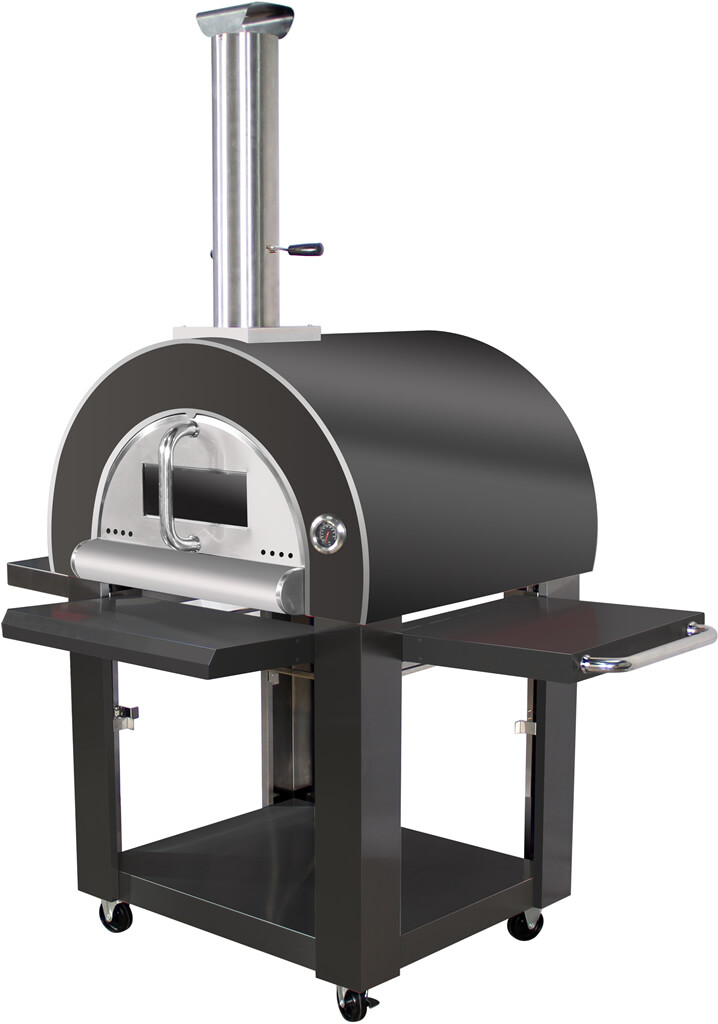 New Outdoor BLACK Stainless Steel Wood Fired Artisan Pizza Oven BBQ Grill +Cover