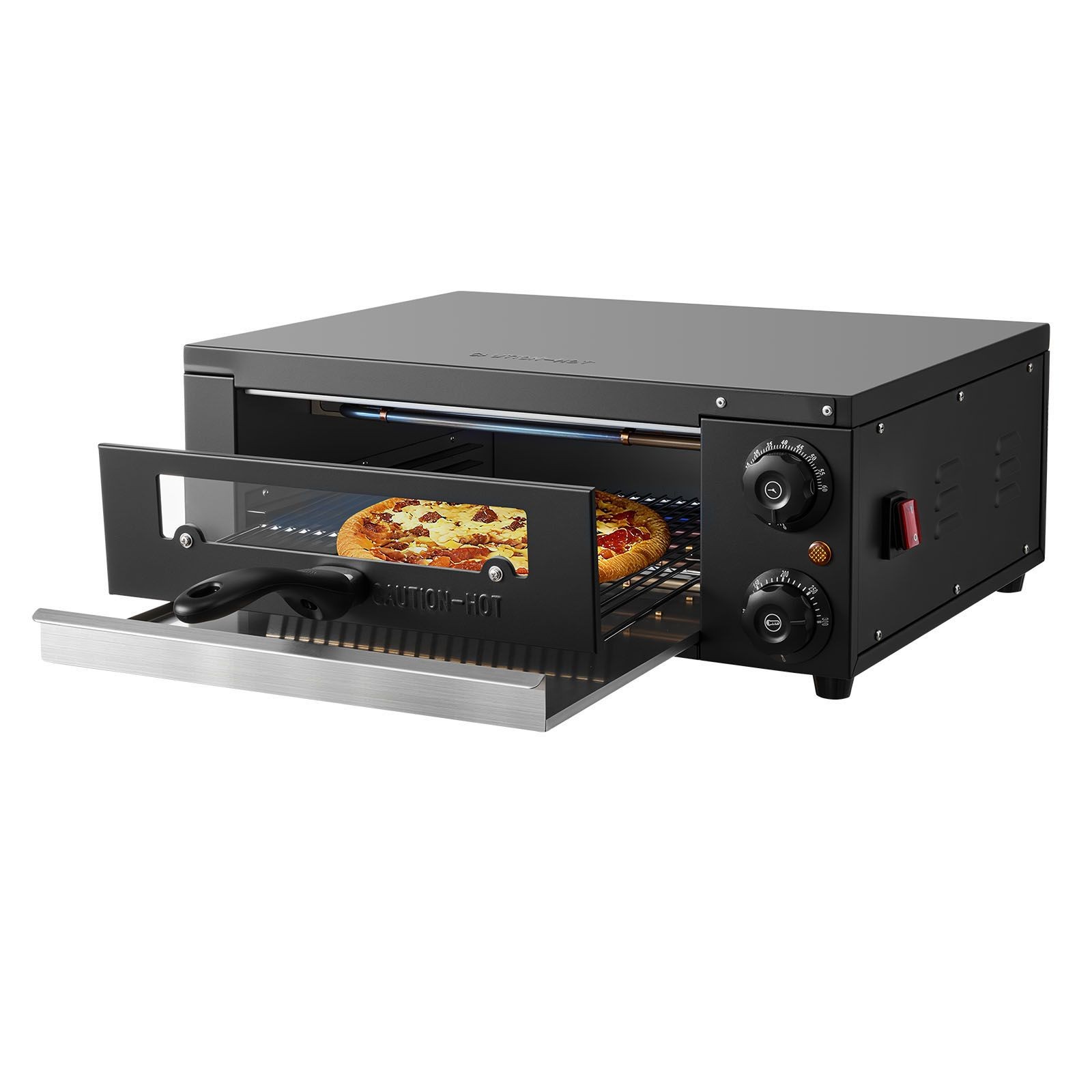 Electric Pizza Oven, 12 in Countertop Pizza Oven, 77 to 572°F Temp Range, 1450W