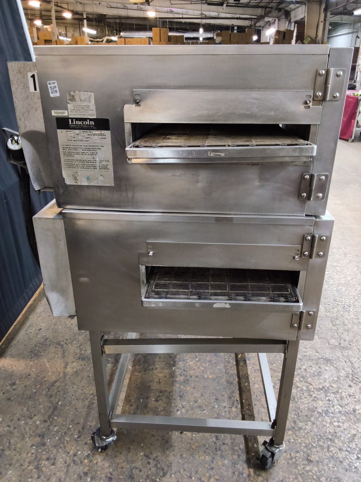 LINCOLN IMPINGER 1132 DOUBLE-STACK COMMERCIAL ELECTRIC CONVEYOR PIZZA OVEN