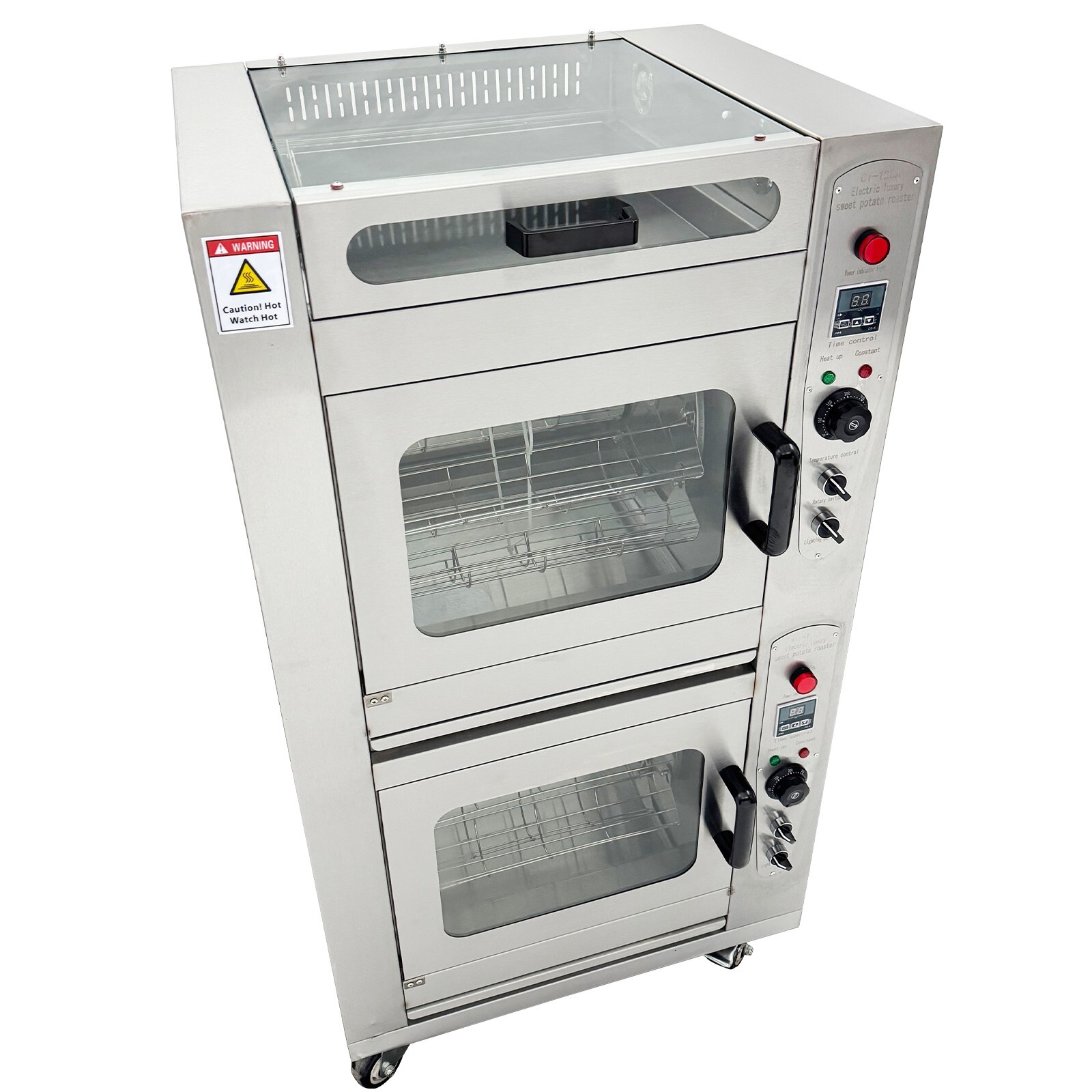220V Commercial Triple Electric Corn Roaster Oven 5600W Rotary Sweet Potato Corn