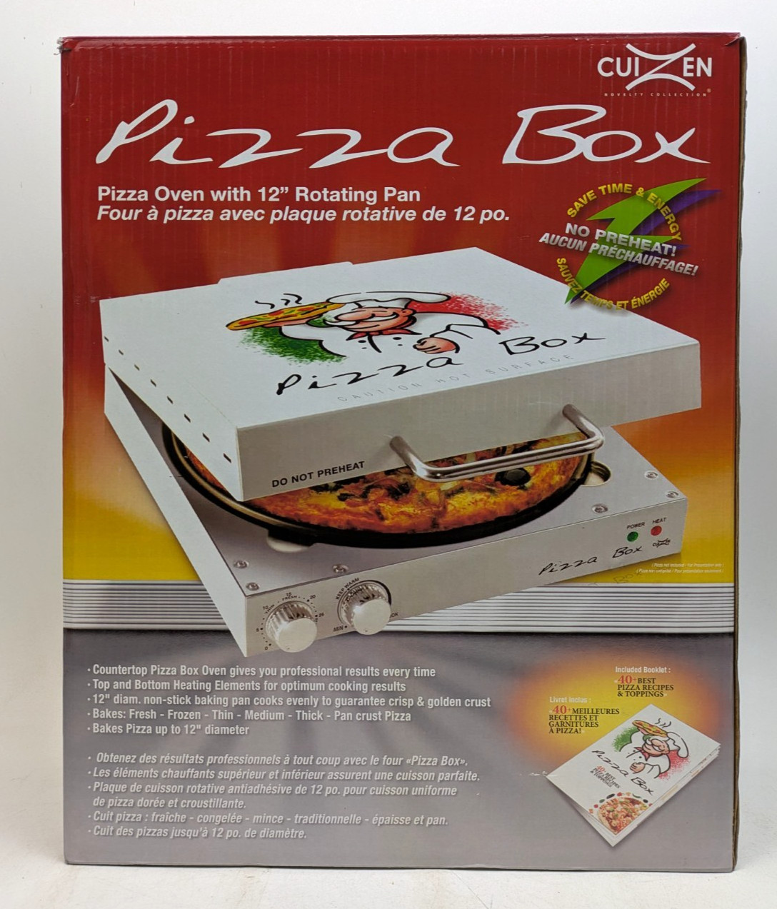 Cuizen Pizza Box Countertop Pizza Oven w/ 12″ Rotating Pan PIZ-4012 – TESTED