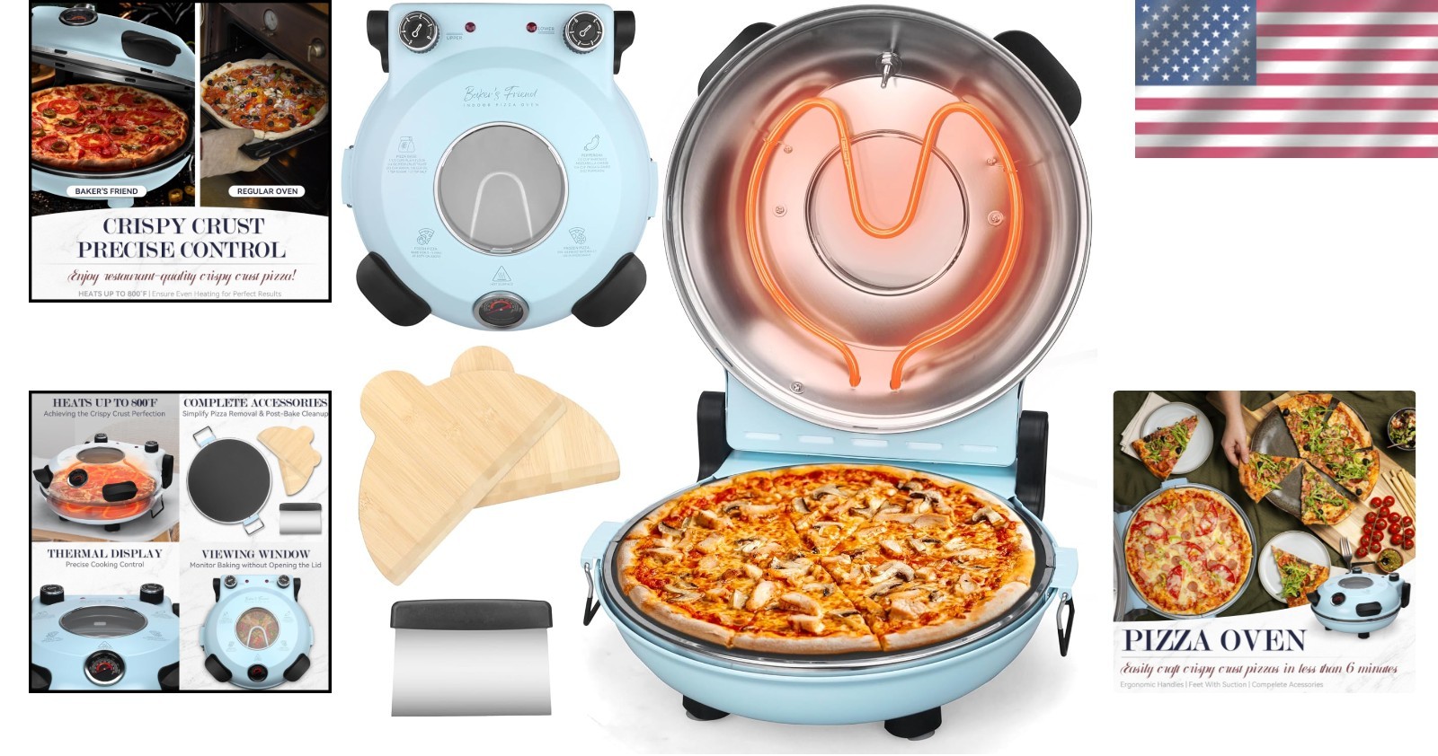 Gourmet Indoor Pizza Oven: 12” Glazed Ceramic Stone Oven, Portable Design