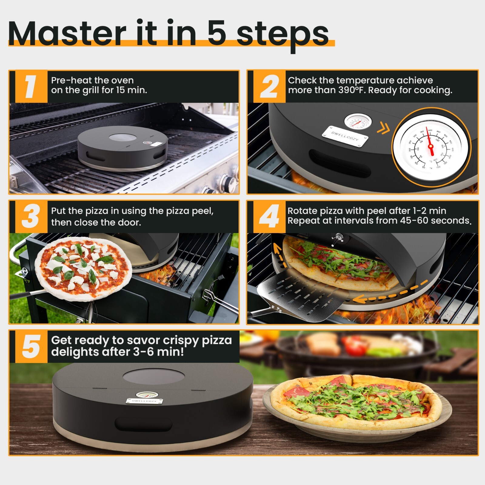 15“ Grill Top Pizza Oven With Door & Window