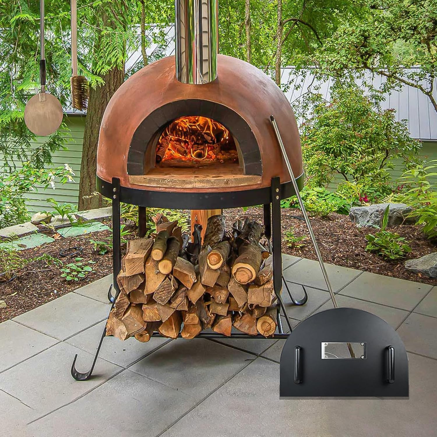 Pizza Oven Door 25X20 Inch Stainless Steel Pizza Oven Door Heavy Duty Outdoor Pi