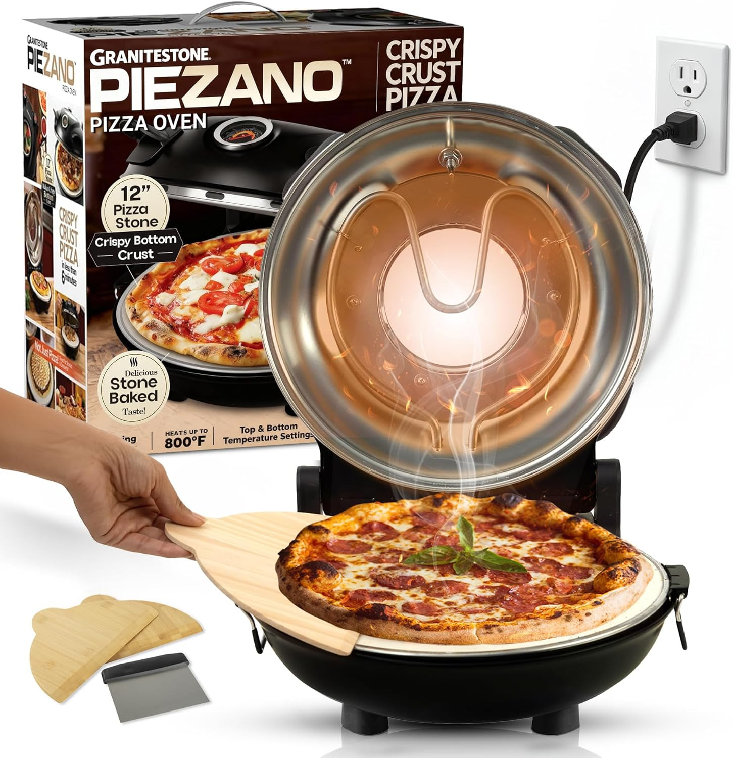 12″ Electric Pizza Oven Indoor Countertop Pizza Maker | Heats to 800˚F, Ceramic