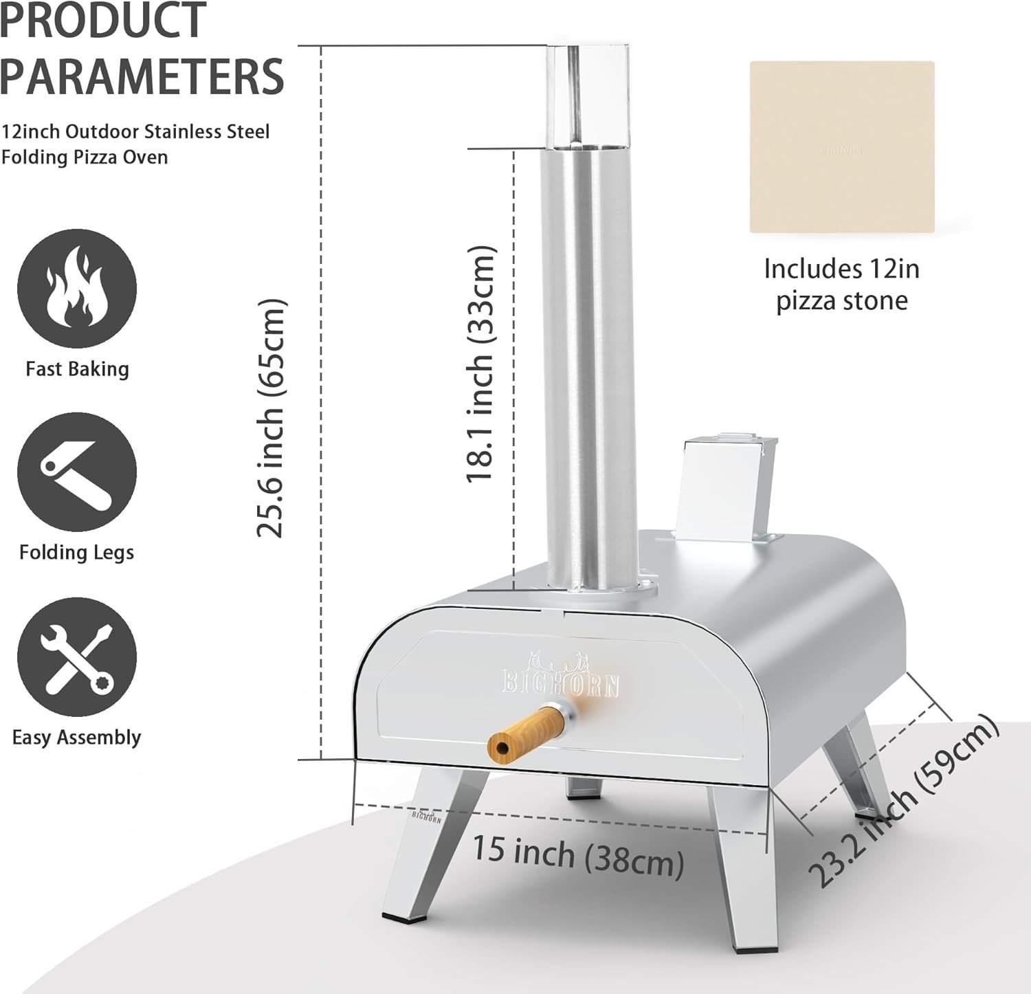 High-Performance 12” Pizza Grill with Wood Pellet – Perfect for Outdoor Parties