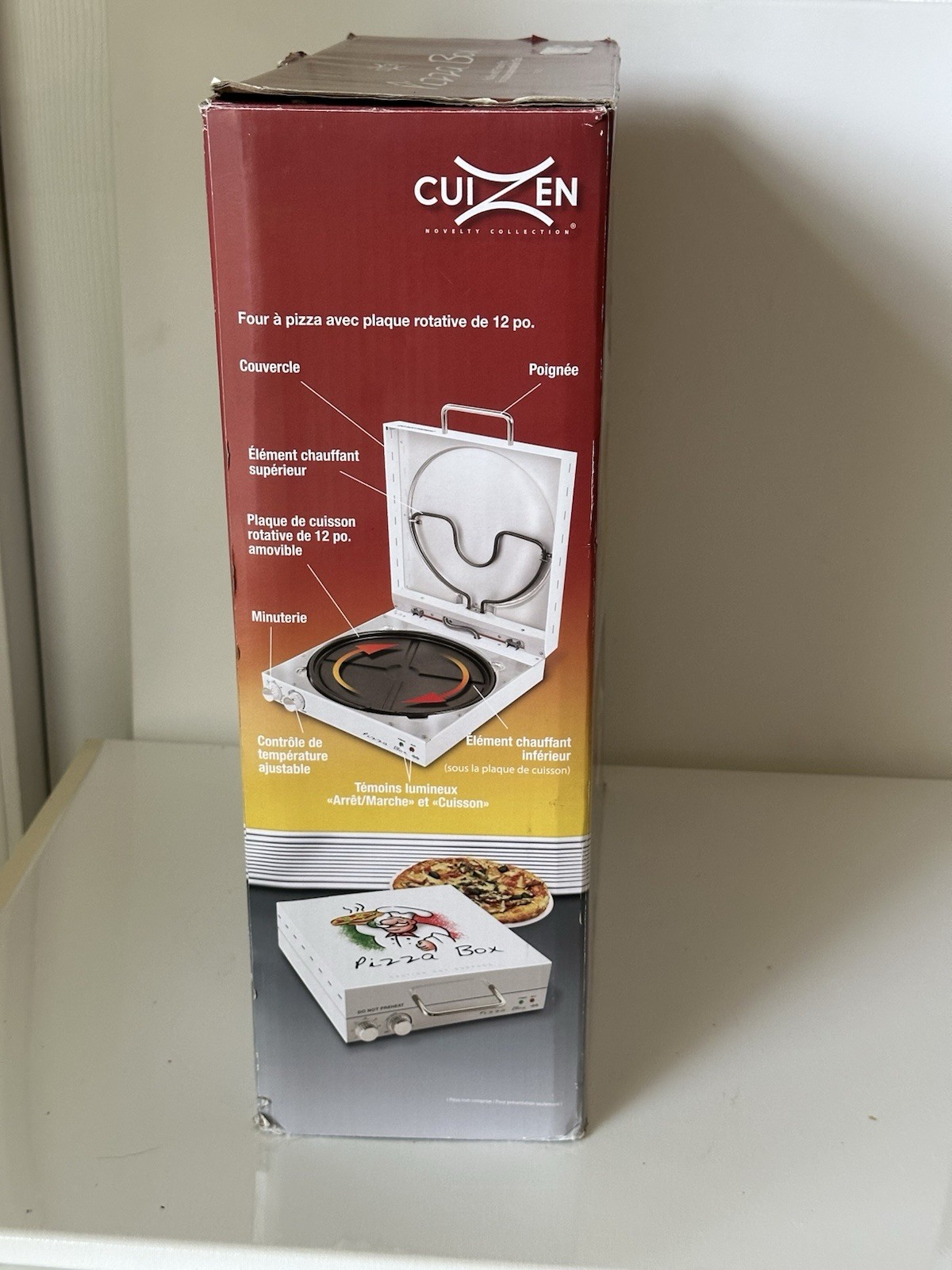 Cuizen Pizza Box Countertop Pizza Oven w 12″ Rotating Pan PIZ-4012 Tested Works