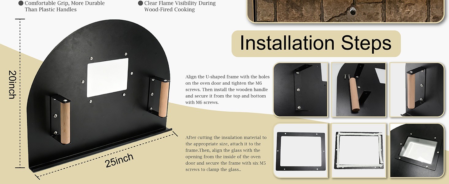 25″ x 20″ Heavy Duty Pizza Oven Door with Viewing Window